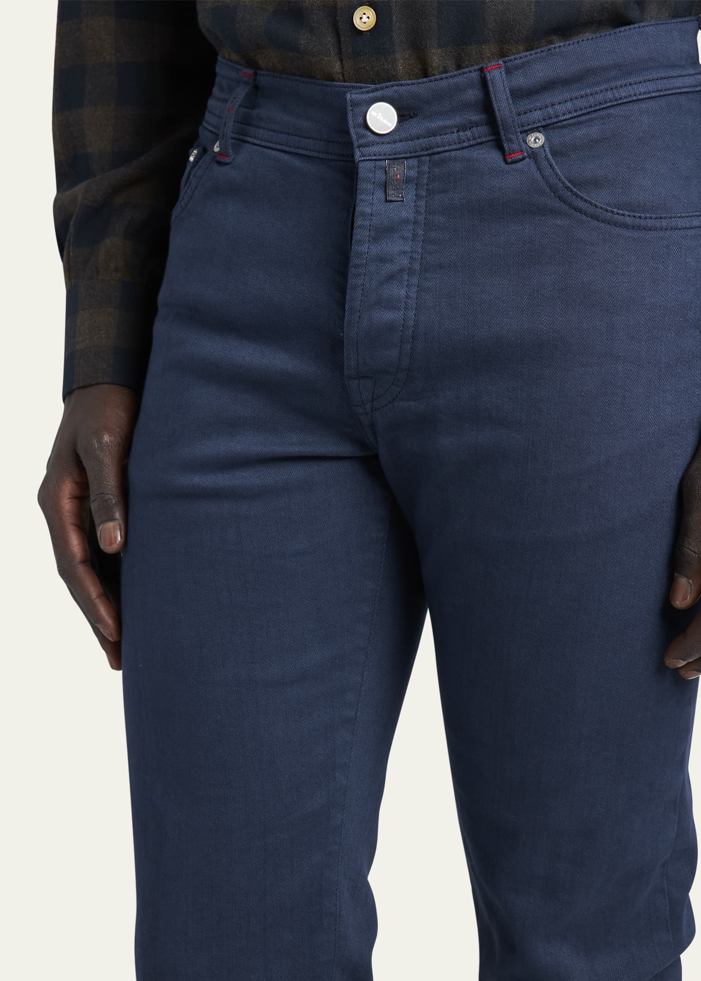 Kiton Men's Solid Cotton-Cashmere Jeans Image 5 of 5