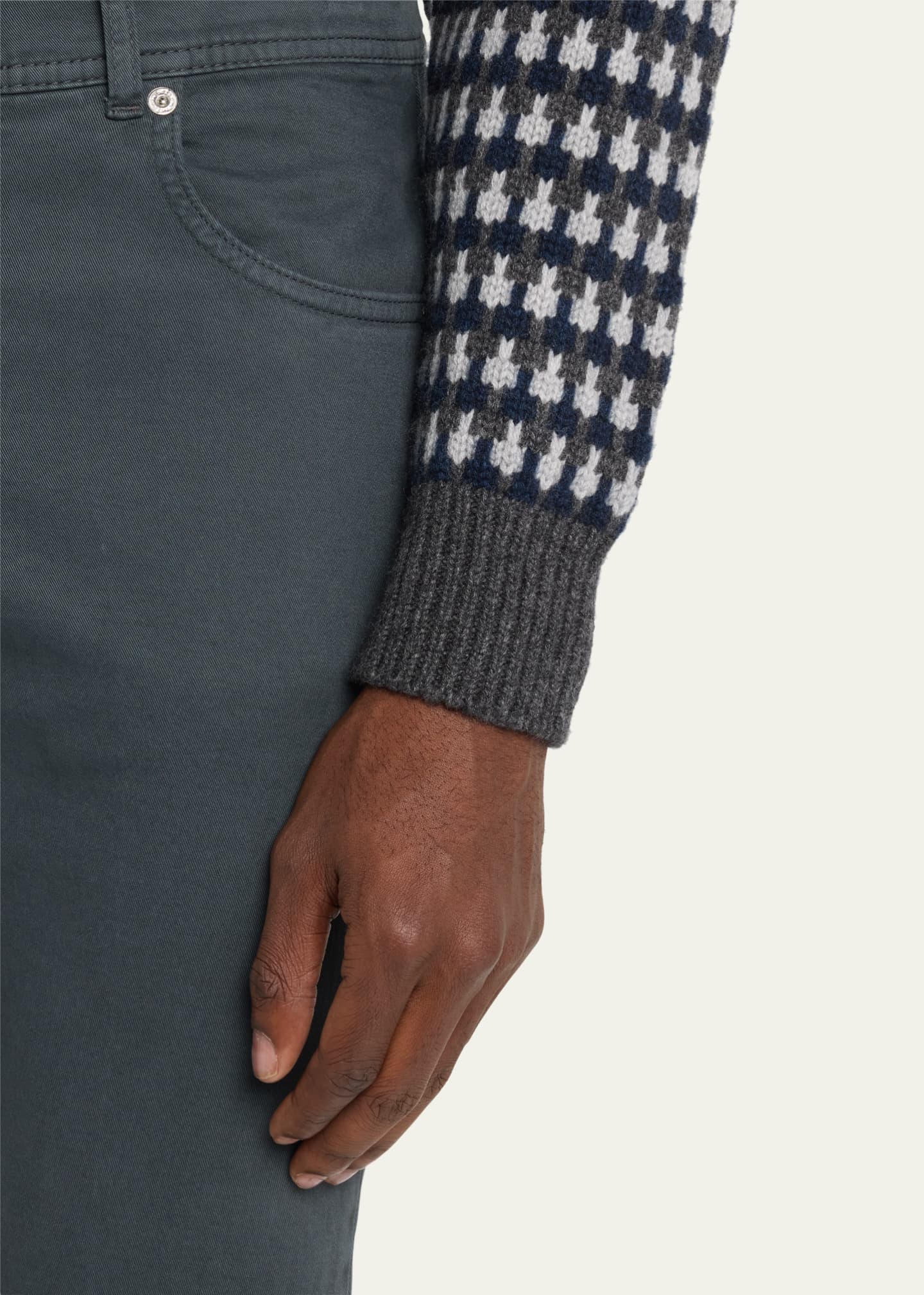 Kiton Men's Cotton-Cashmere 5-Pocket Jeans Image 5 of 5
