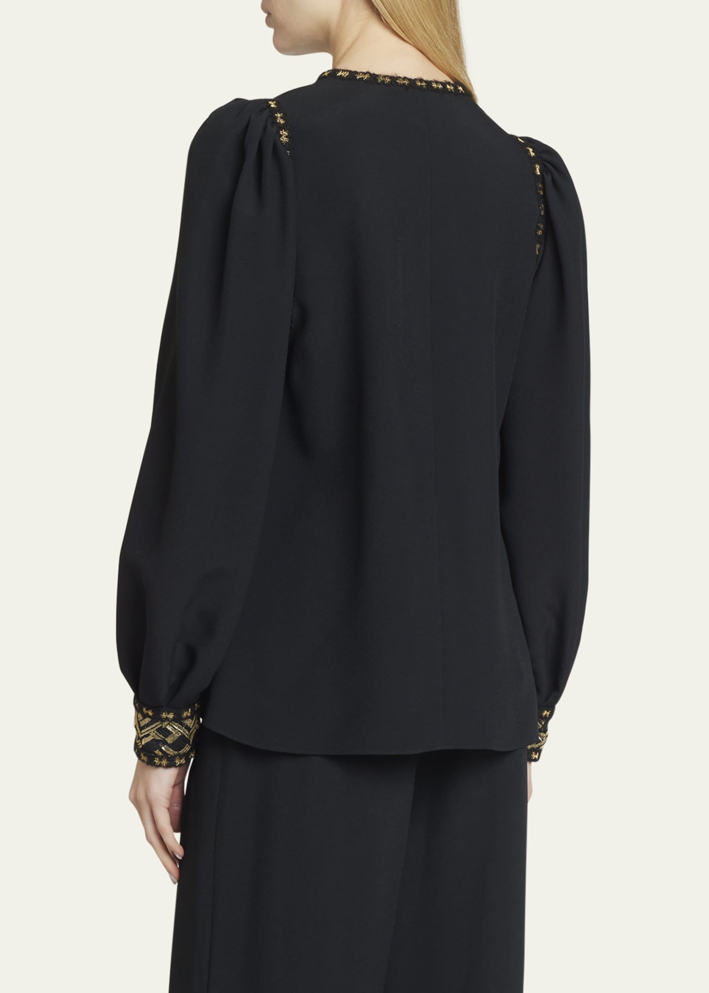 Andrew Gn Metallic-Embroidered Keyhole Blouse - Bergdorf Goodman