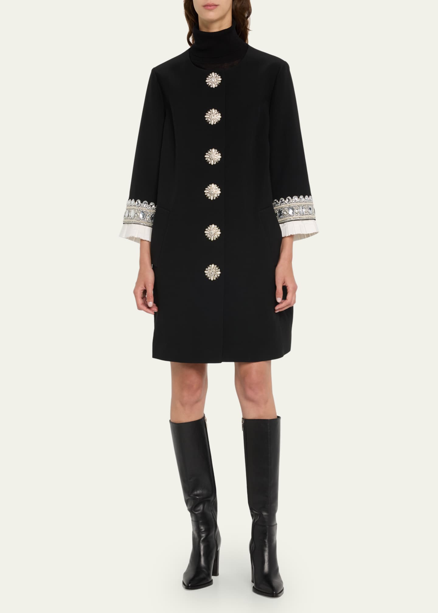 Andrew Gn Viscose Jewel Button Coat Bergdorf Goodman