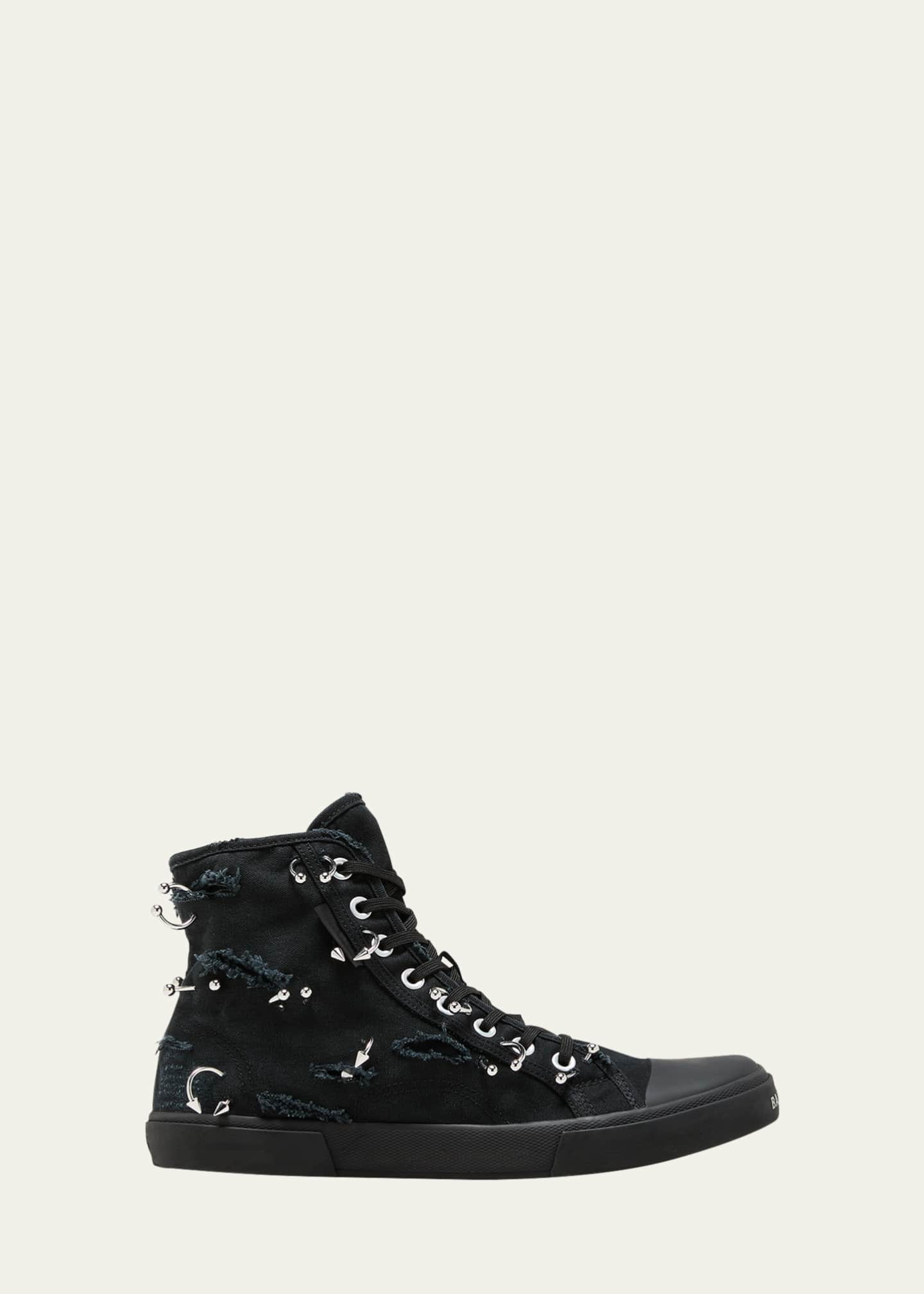 Balenciaga Men's Piercing Canvas High-Top Sneakers - Bergdorf Goodman