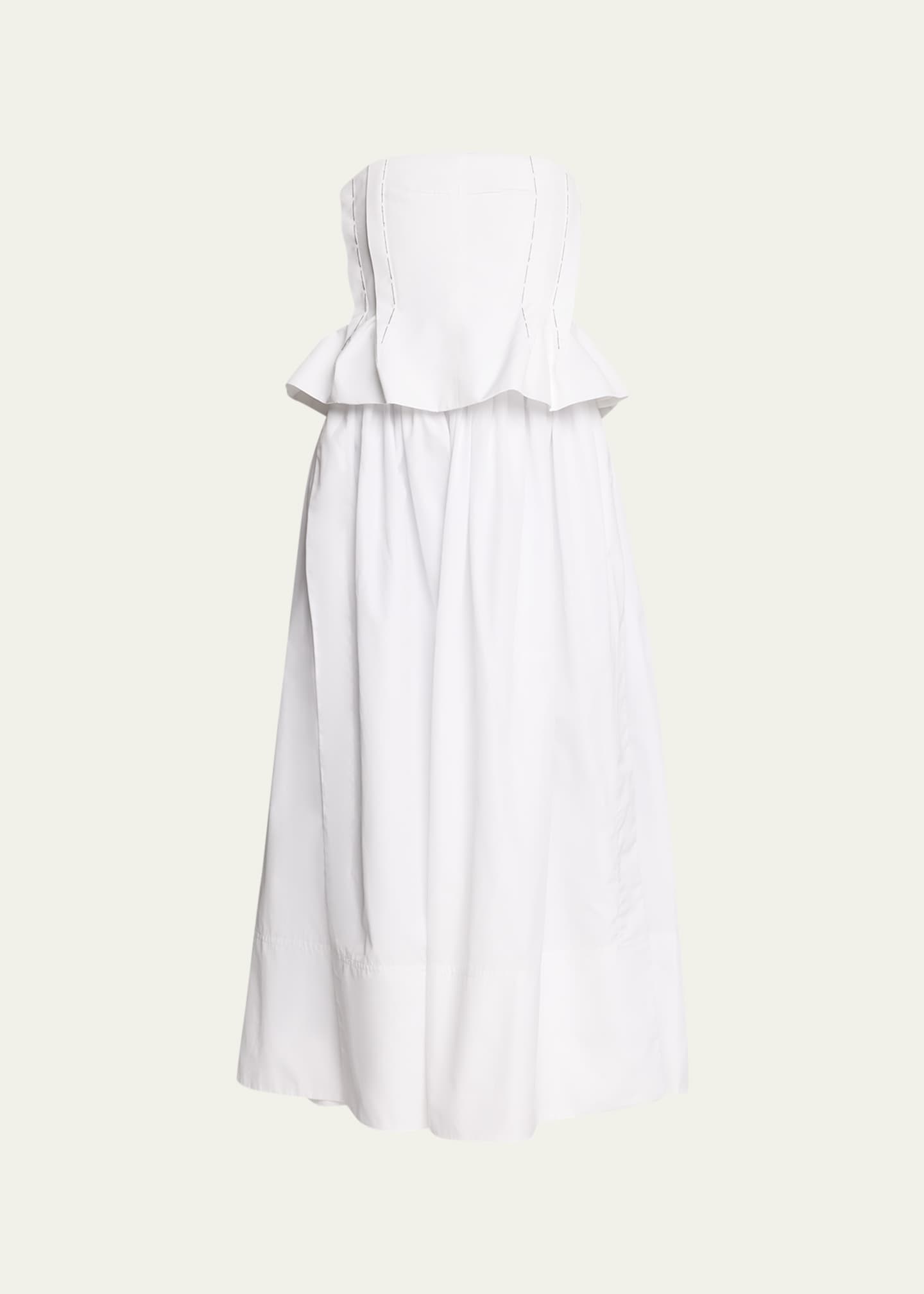 NACKIYE Naked Skin Strapless Peplum Midi Dress Bergdorf Goodman