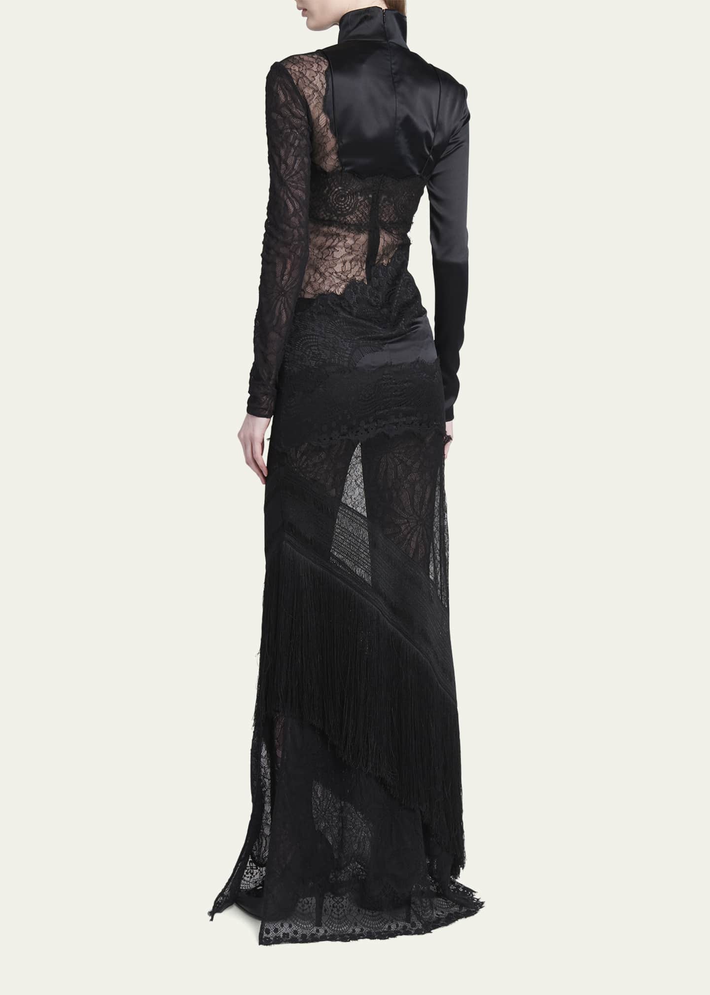TOM FORD Mock Neck Lace Patchwork Gown - Bergdorf Goodman