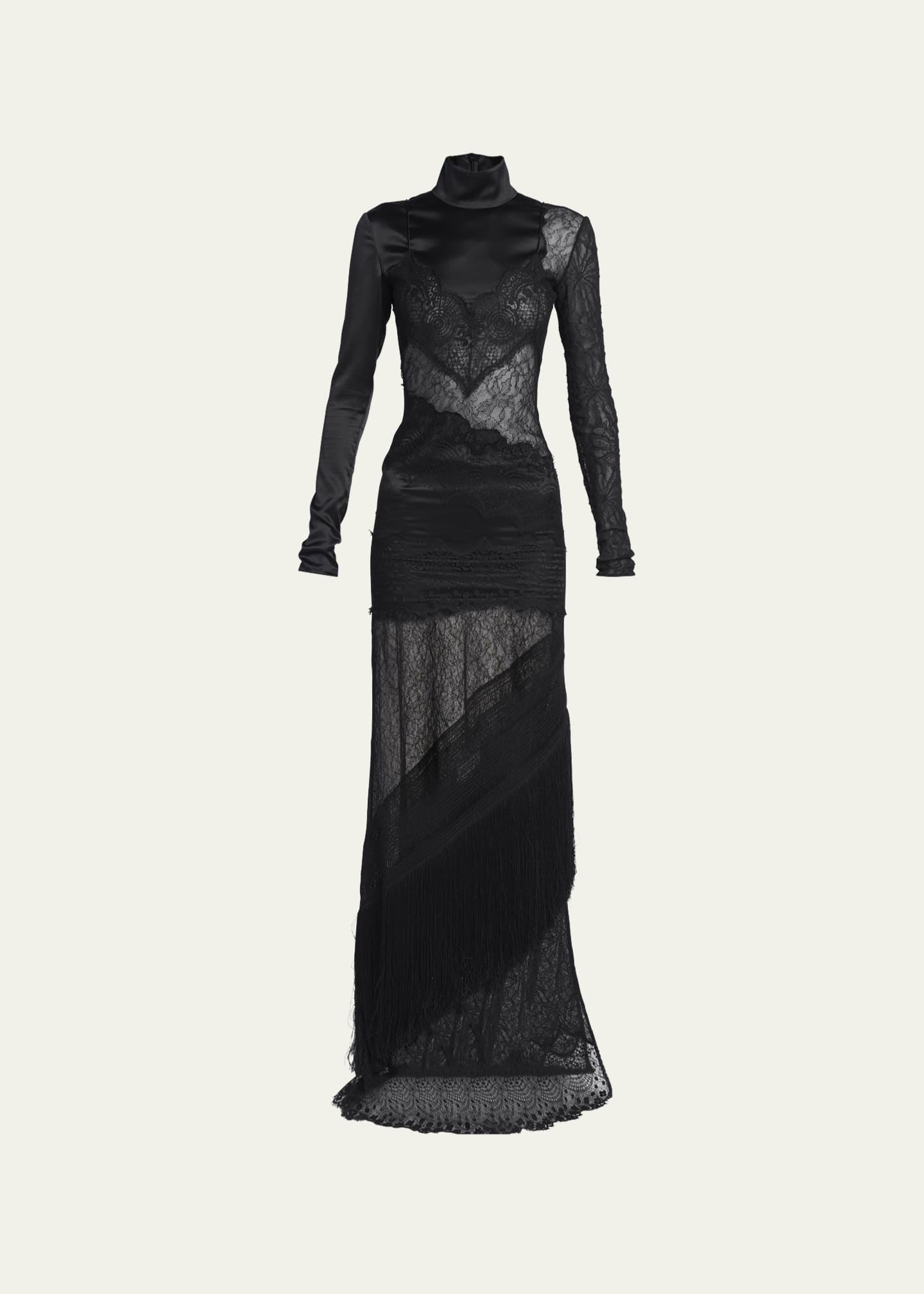 TOM FORD Mock Neck Lace Patchwork Gown - Bergdorf Goodman