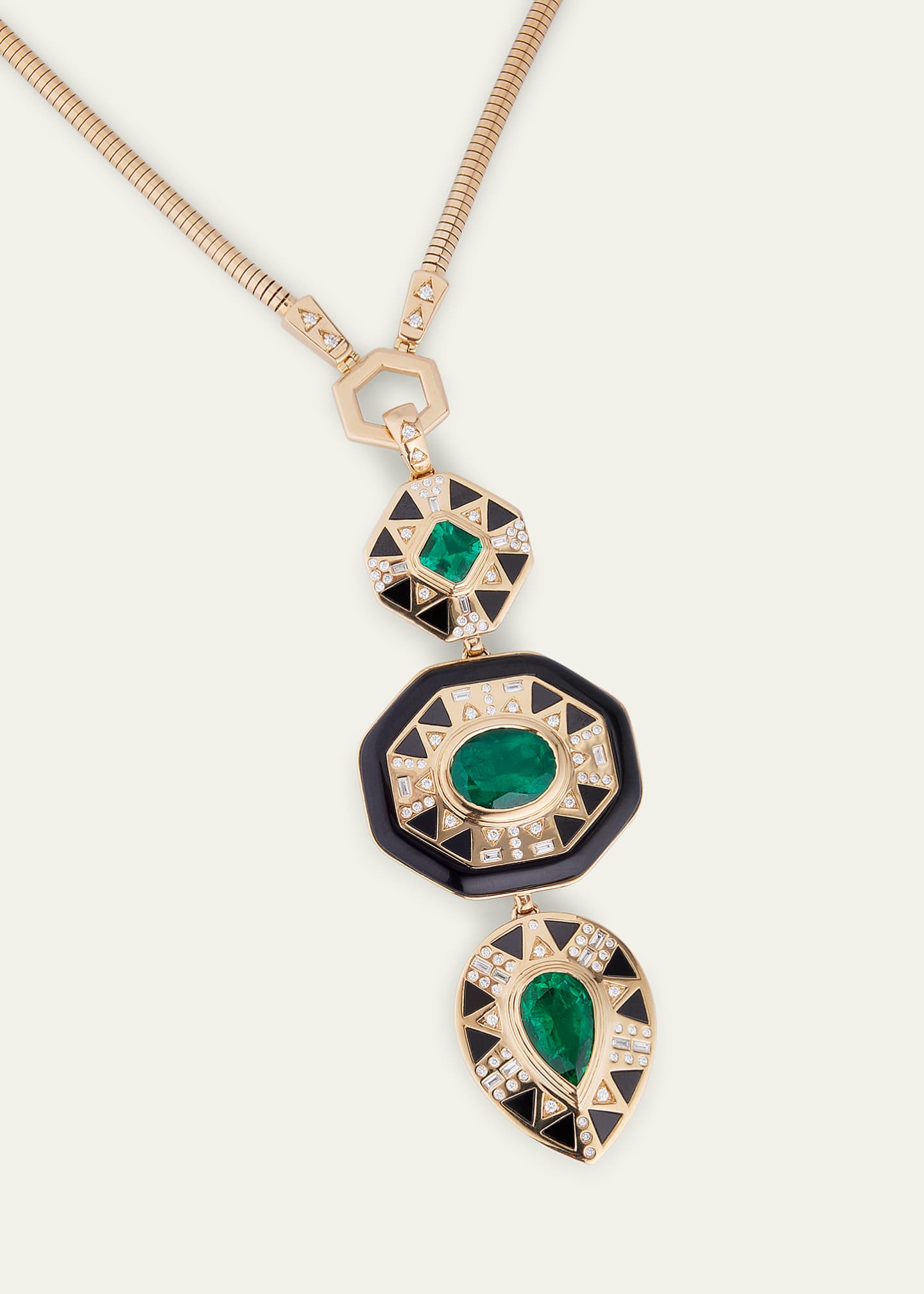 Harwell Godfrey Emerald Totem Pendant OneofaKind Necklace with