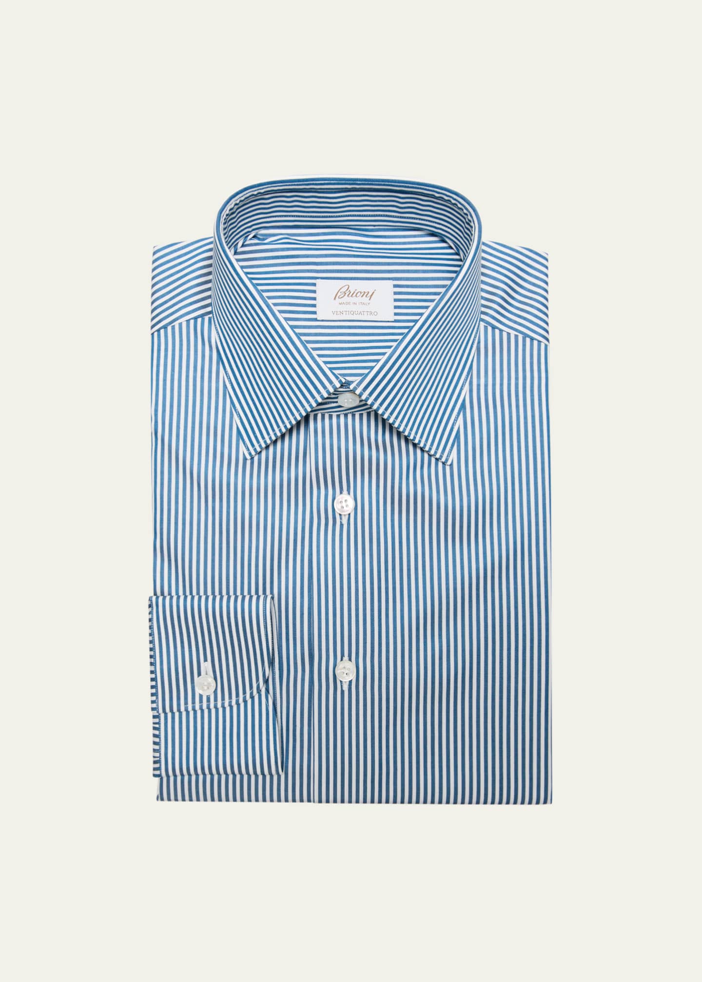 Brioni button-down collar linen shirt - Blue