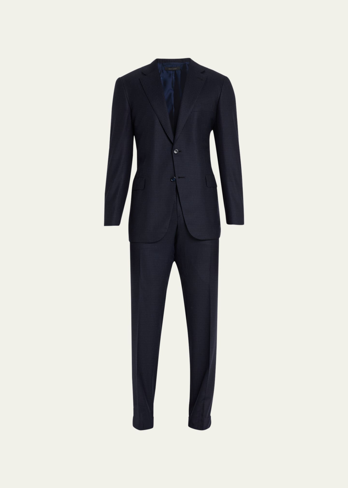 Brioni Men's Brun Wool Micro Check Suit - Bergdorf Goodman