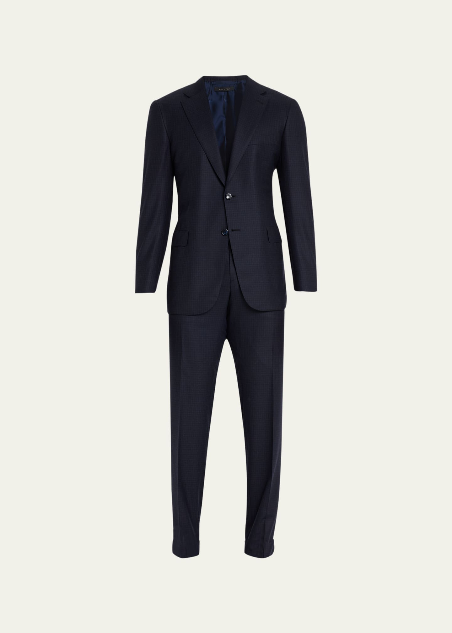 Brioni Men's Brun Wool Micro Check Suit Image 1 of 5