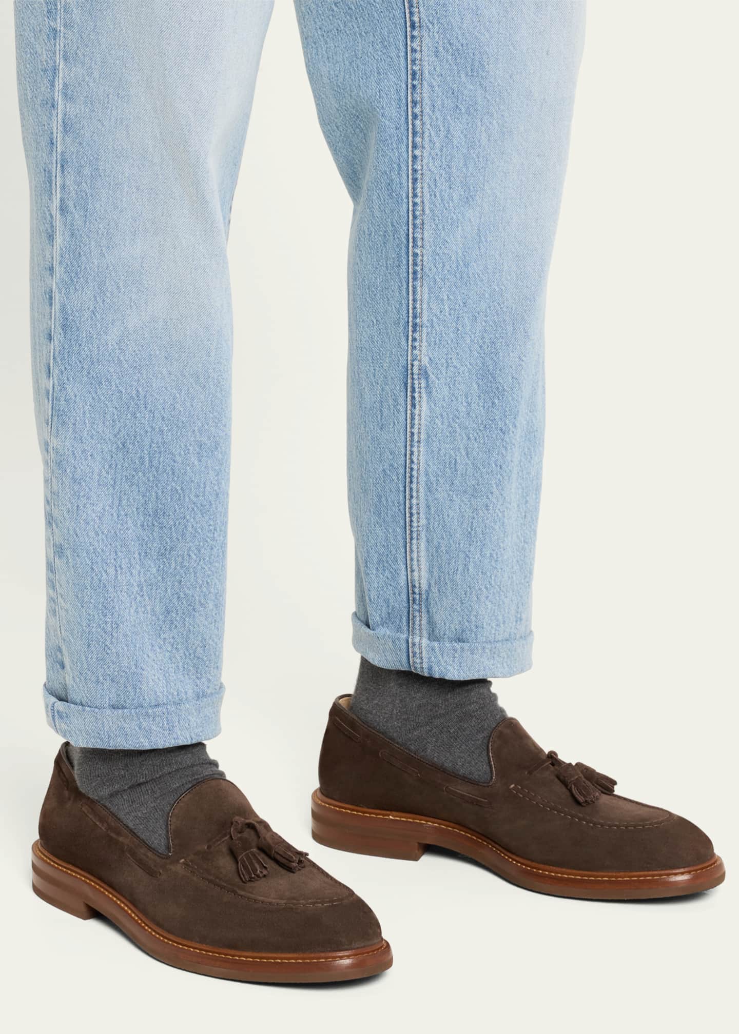 Brunello Cucinelli Men's Suede Tassel Loafers Image 2 of 5