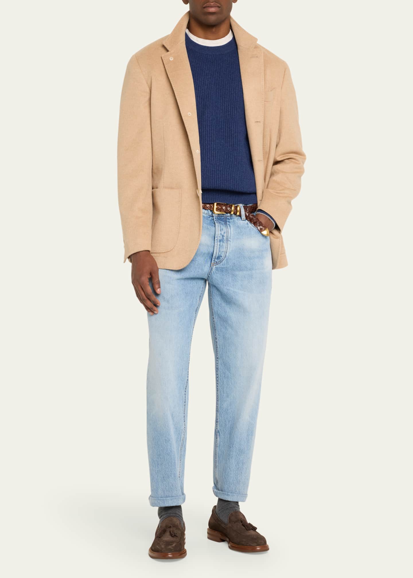 Brunello Cucinelli Men's Suede Tassel Loafers Image 3 of 5