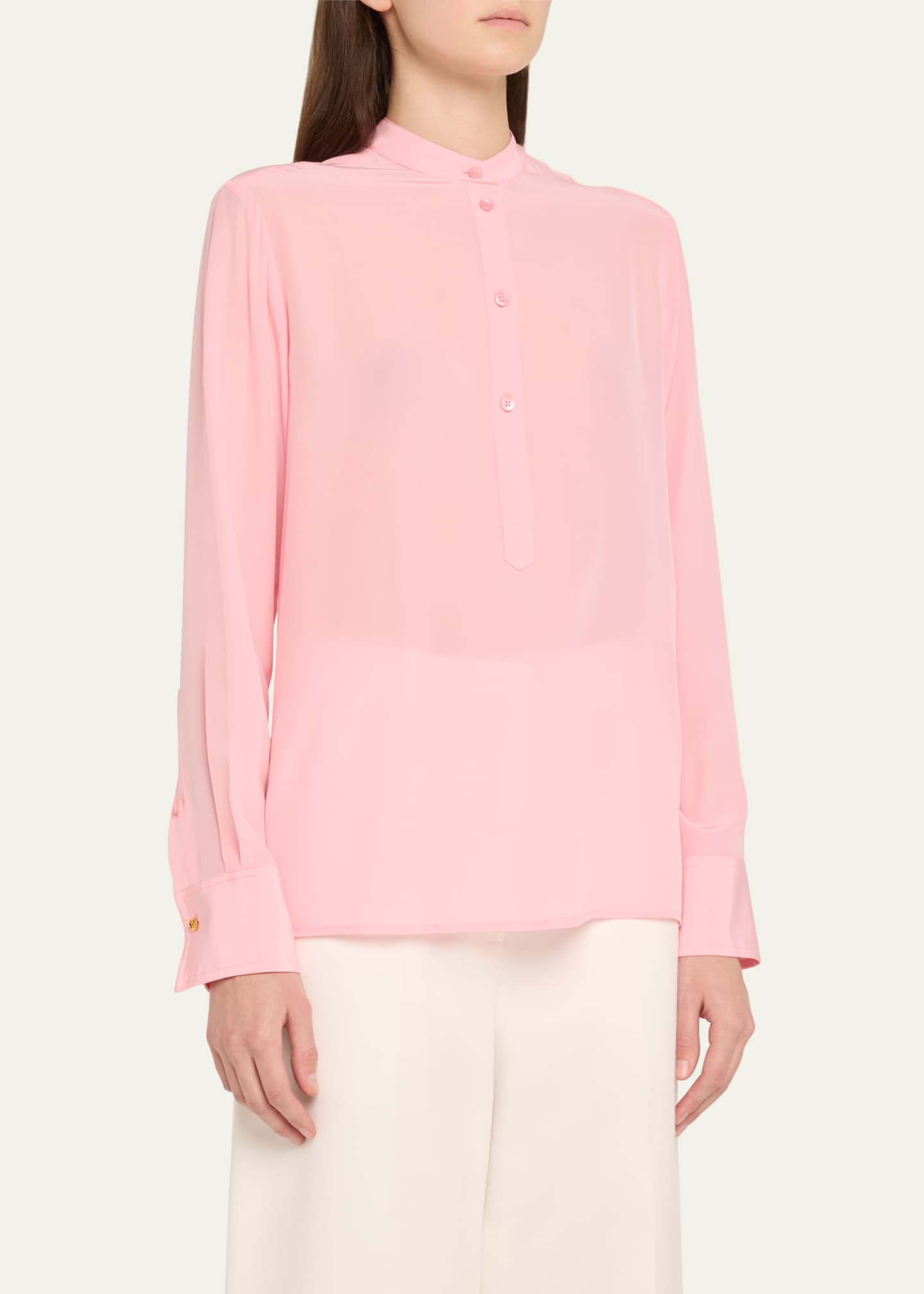 Stella McCartney Ava Silk Henley Blouse Image 4 of 5