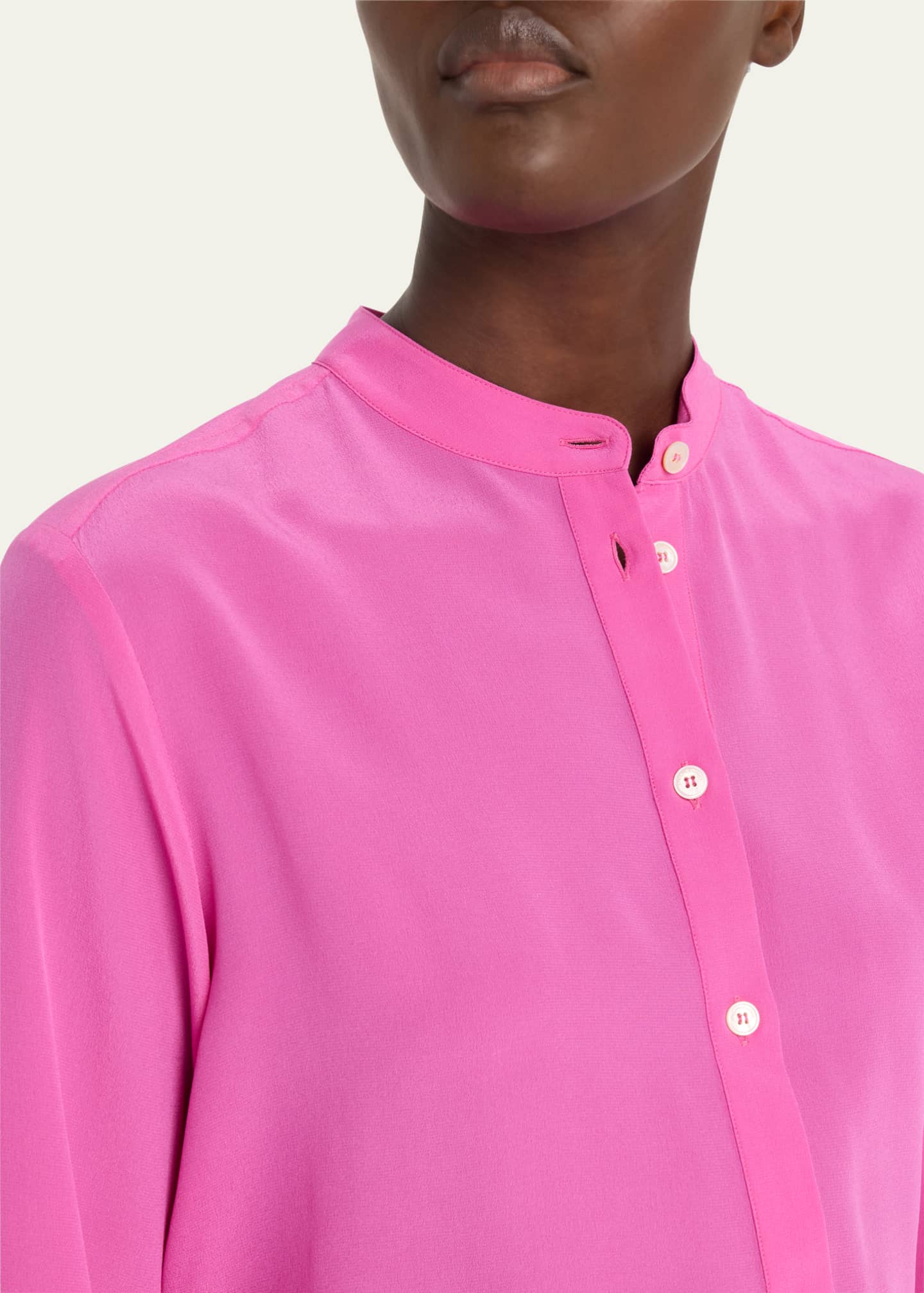 Stella McCartney Ava Silk Henley Blouse - Bergdorf Goodman