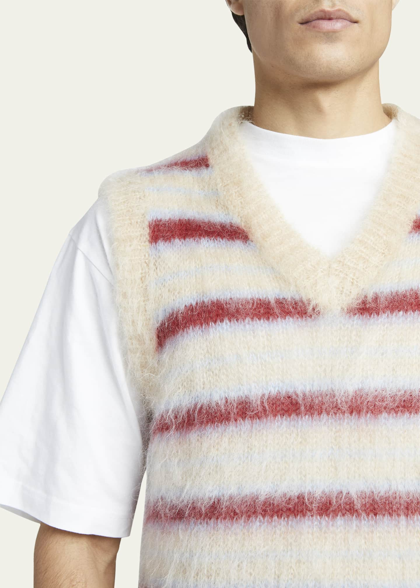 MARNI Brushed Striped Mohair-Blend Sweater Vest for Men