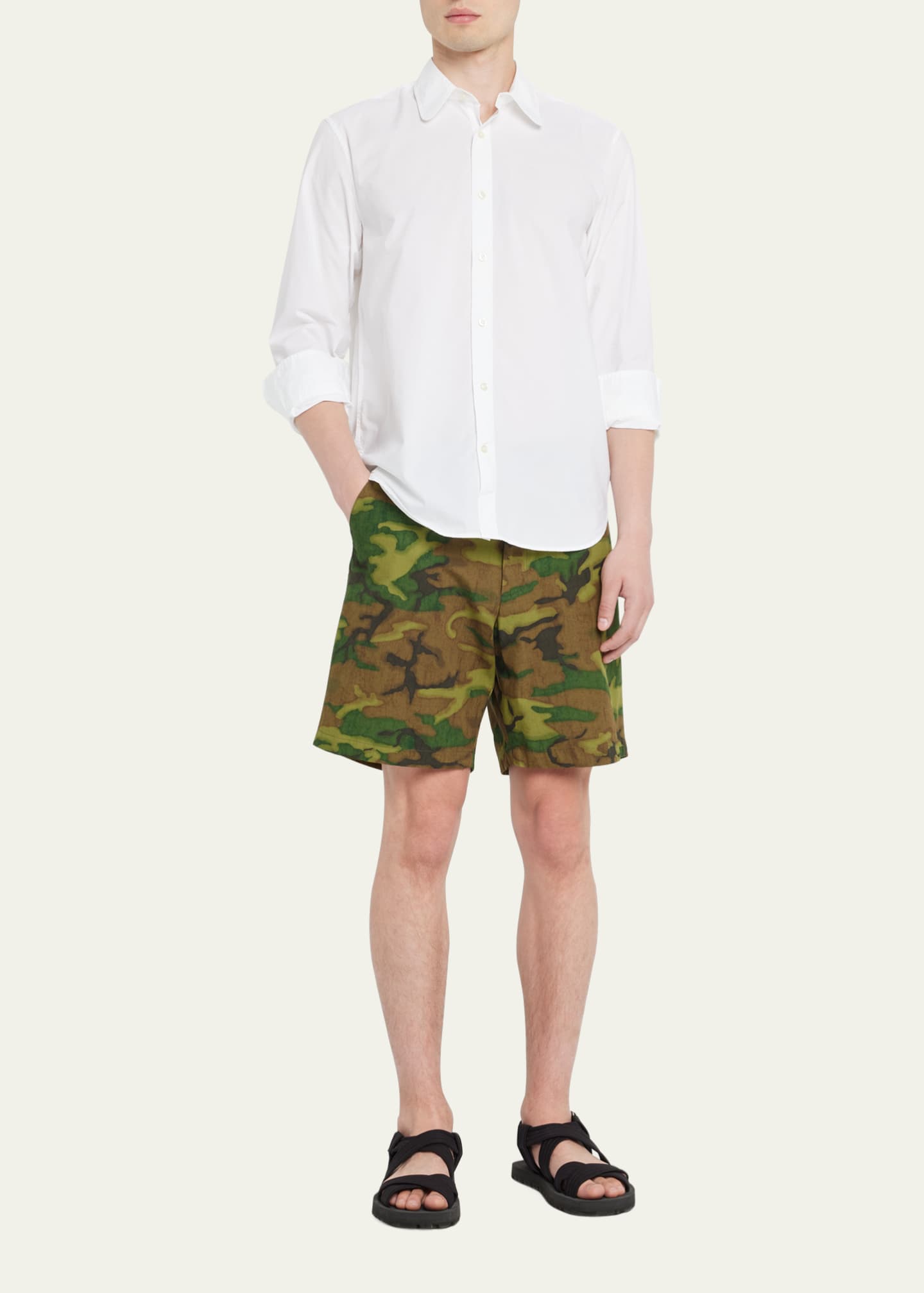 Officine Generale Men's Camo Cotton Shorts - Bergdorf Goodman