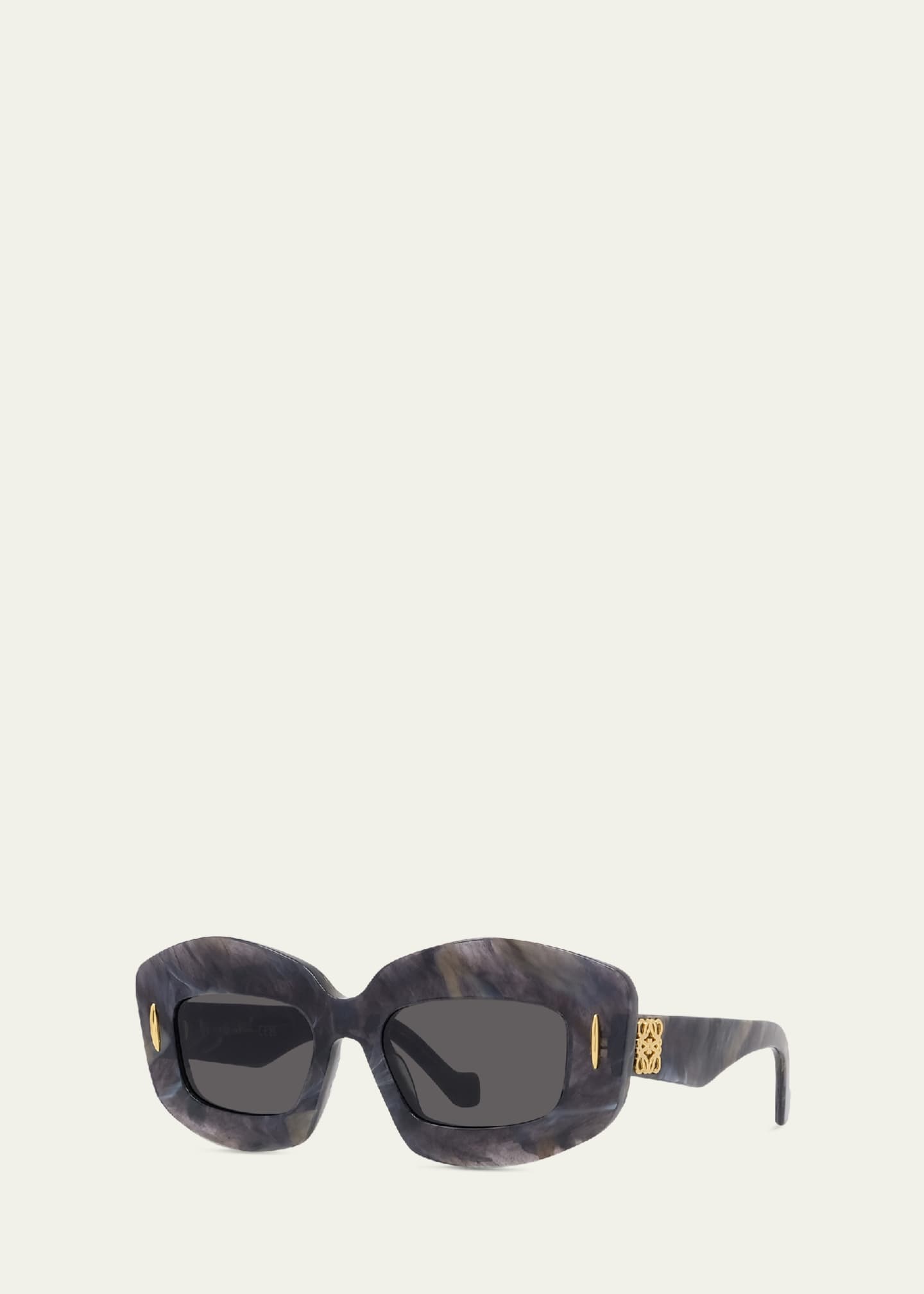 Loewe Silver Screen Chunky Acetate Rectangle Sunglasses Image 2 of 5