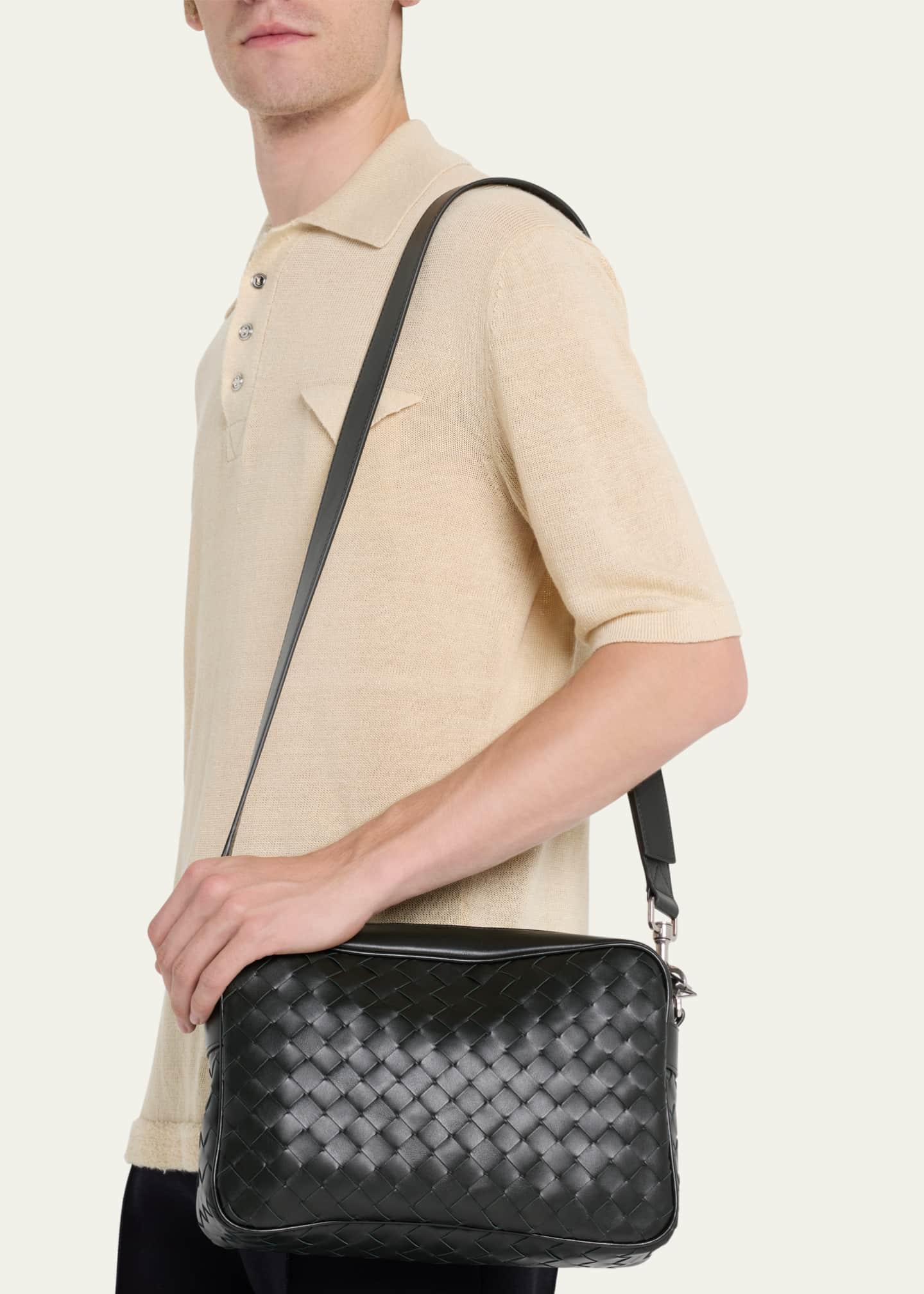 Bottega Veneta Men's Intrecciato Suede Shoulder Bag Brown main image 1