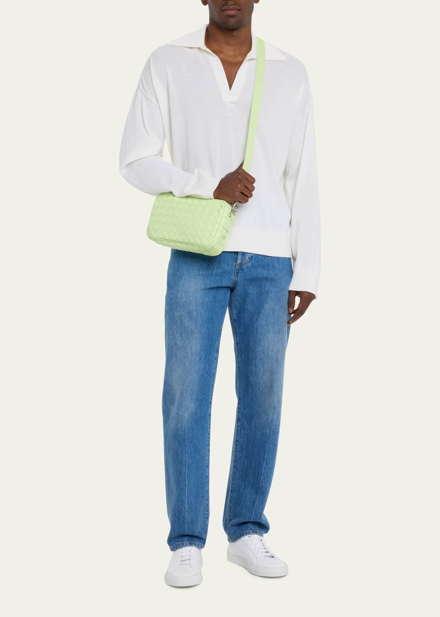 Bottega Veneta Men's Veneto Suede Crossbody Bag Silver main image 1