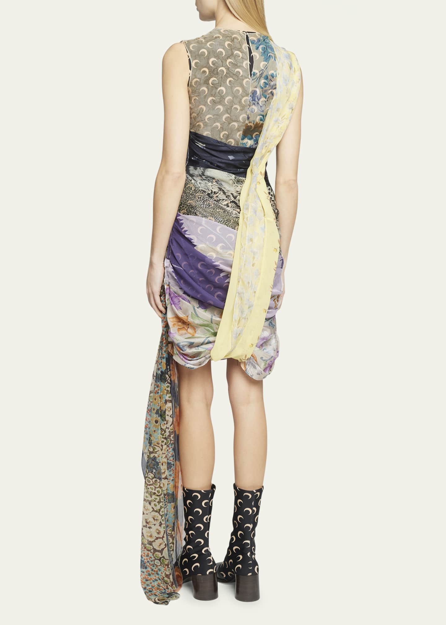 Marine Serre Regenerated Silk Scarves Draped Dress - Bergdorf Goodman