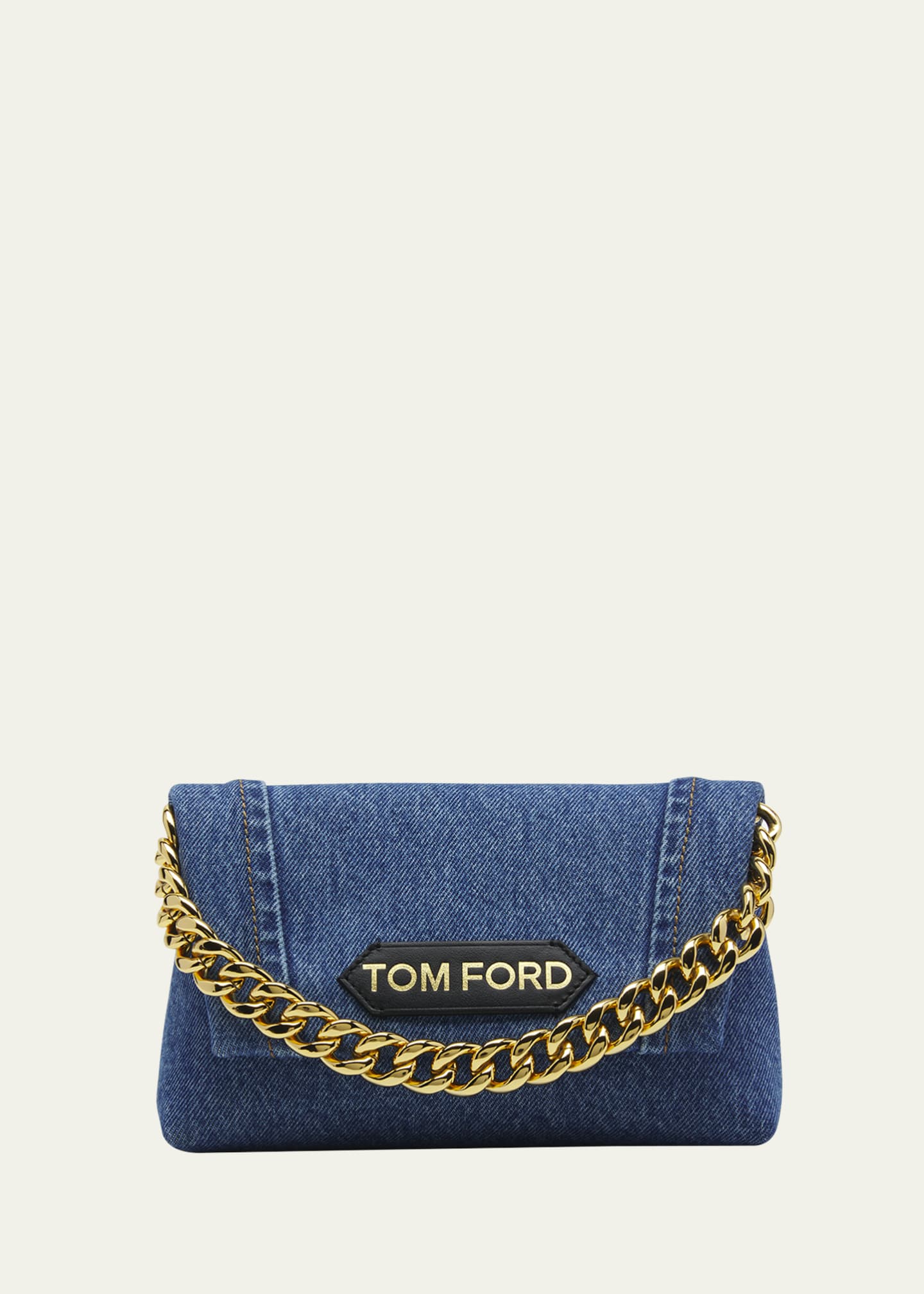 Tom Ford Mini Label Denim Chain Top-Handle Bag