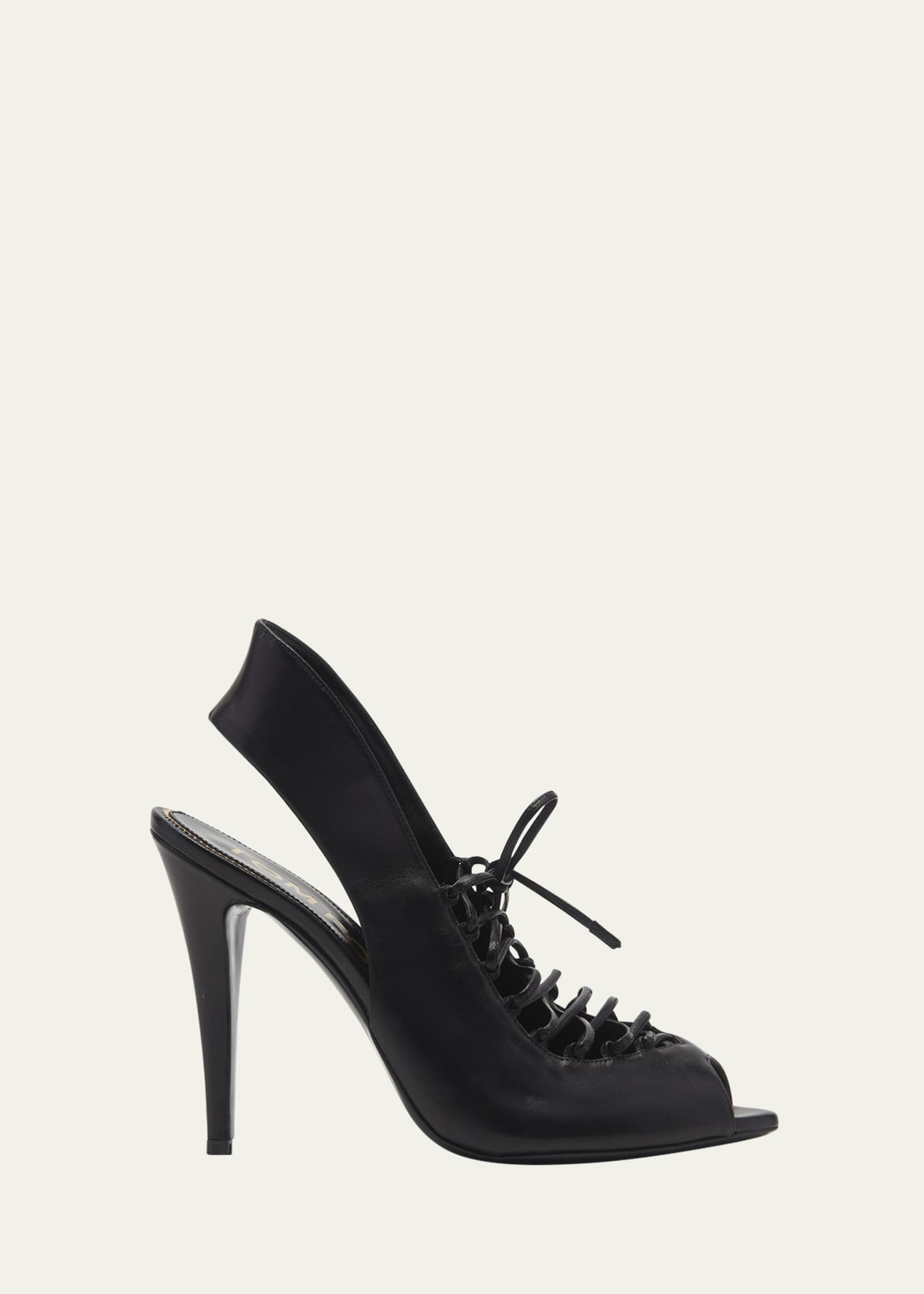 TOM FORD 105mm Peep Toe Lace Up Leather Pumps