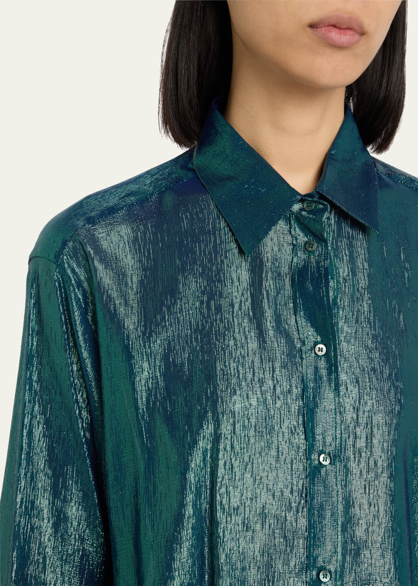 INDRESS Metallic LurexVoile Shirt Bergdorf Goodman