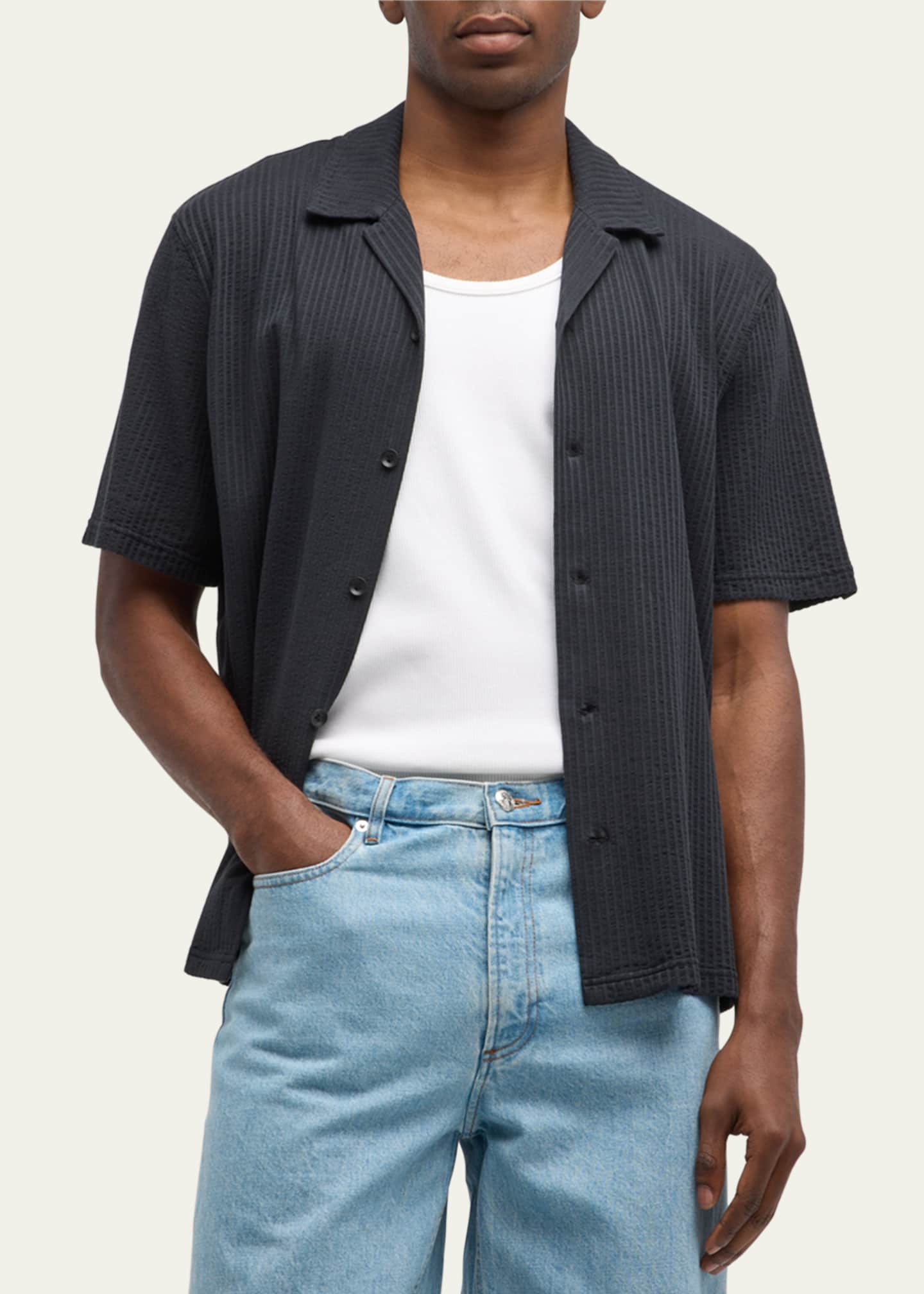 Rag & Bone Men's Avery Seersucker Camp Shirt Image 4 of 5