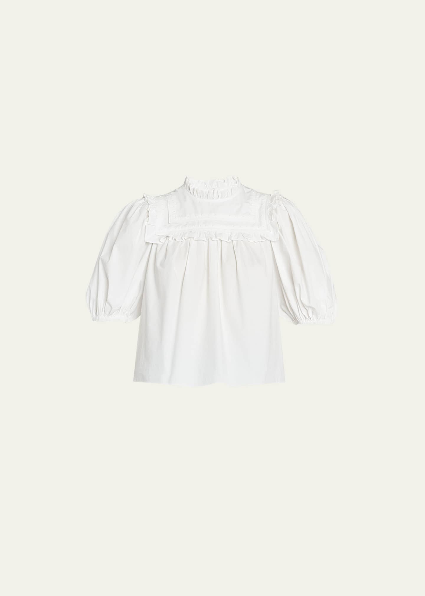 Ulla Johnson Adeline PuffSleeve Ruffled Bib Top Bergdorf Goodman