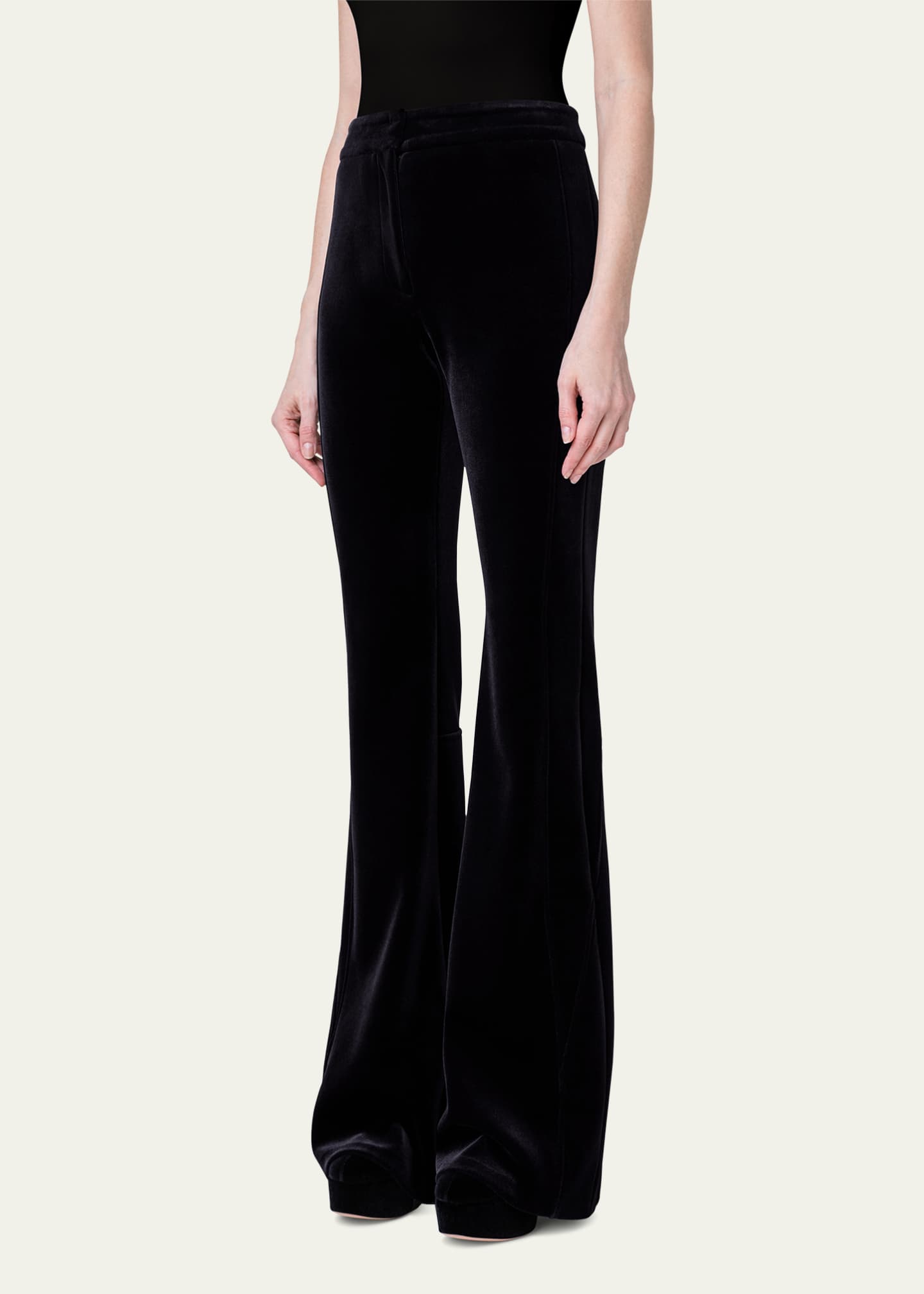 Akris Faris Pant Velvet Neoprene High Rise Front Closure