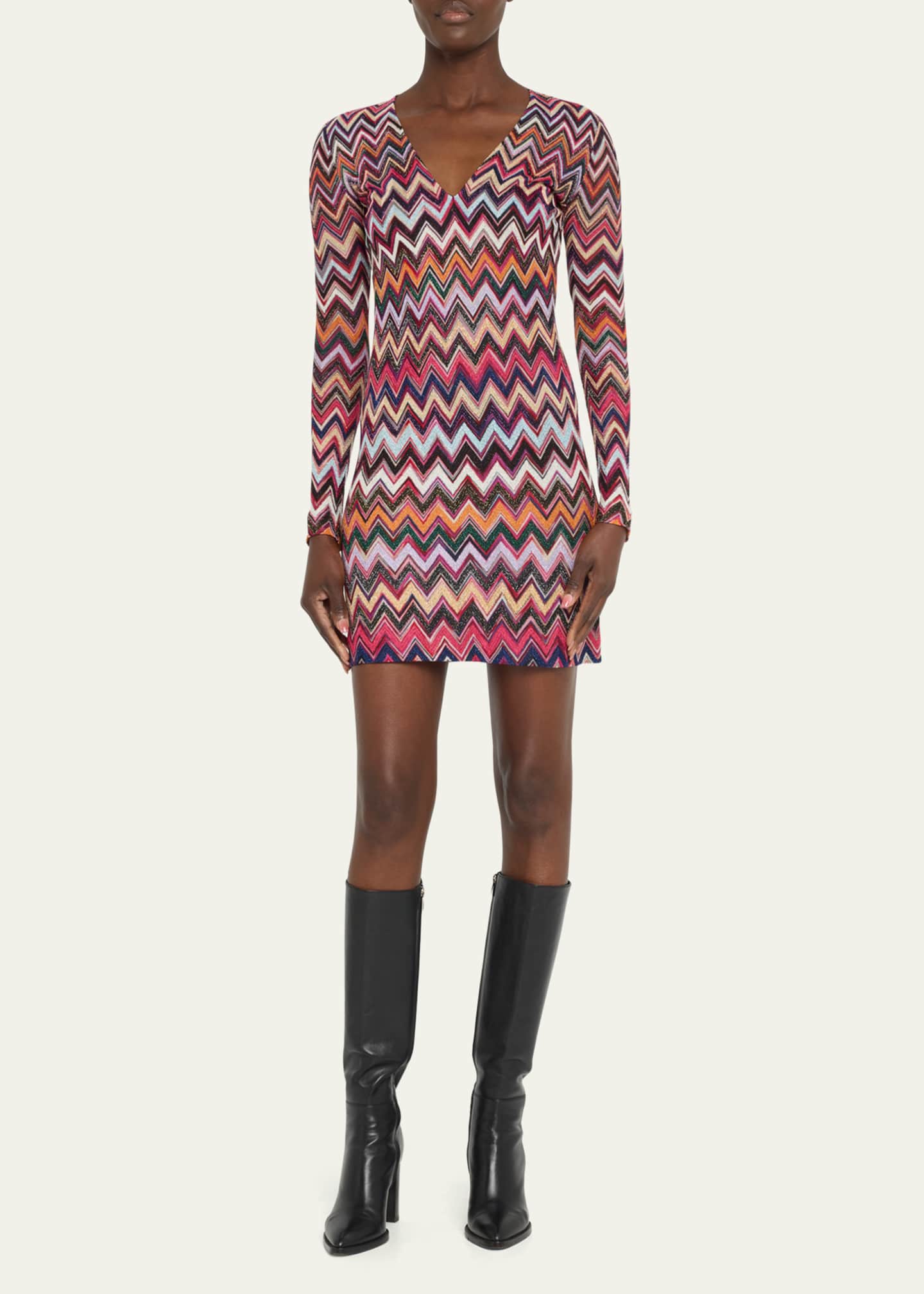 Chevron Knit Bodycon Mini Dress - Worth a Second Look main image 0