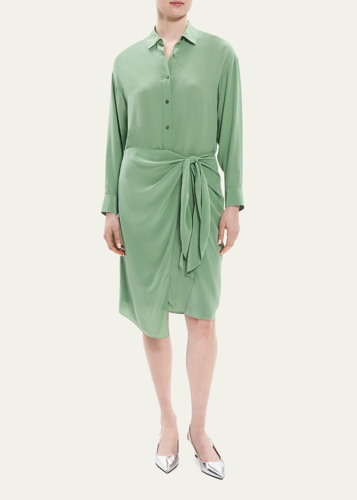 Theory Sarong Wrap Skirt Knee Length Shirtdress