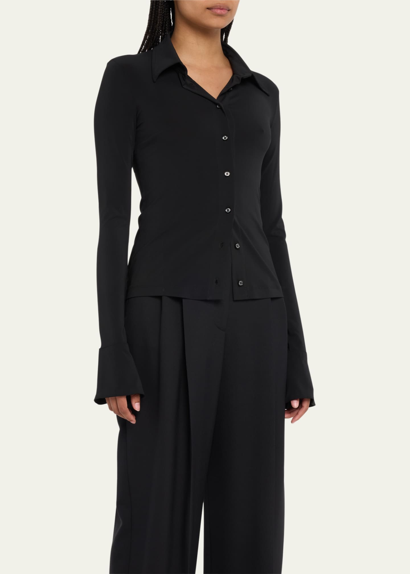 Eterne Charlie Slim Stretch Button-Front Top Image 4 of 5