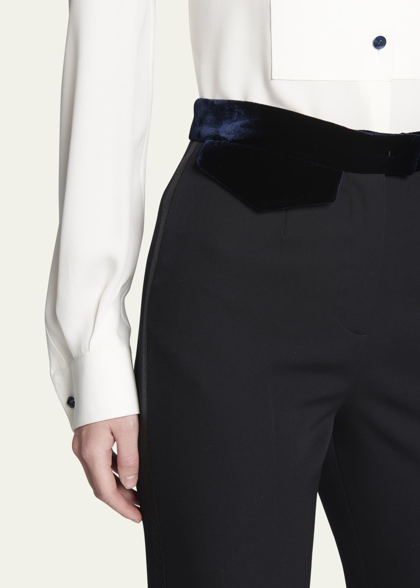 Giorgio Armani Wool Tuxedo Pants with Velvet Details Bergdorf