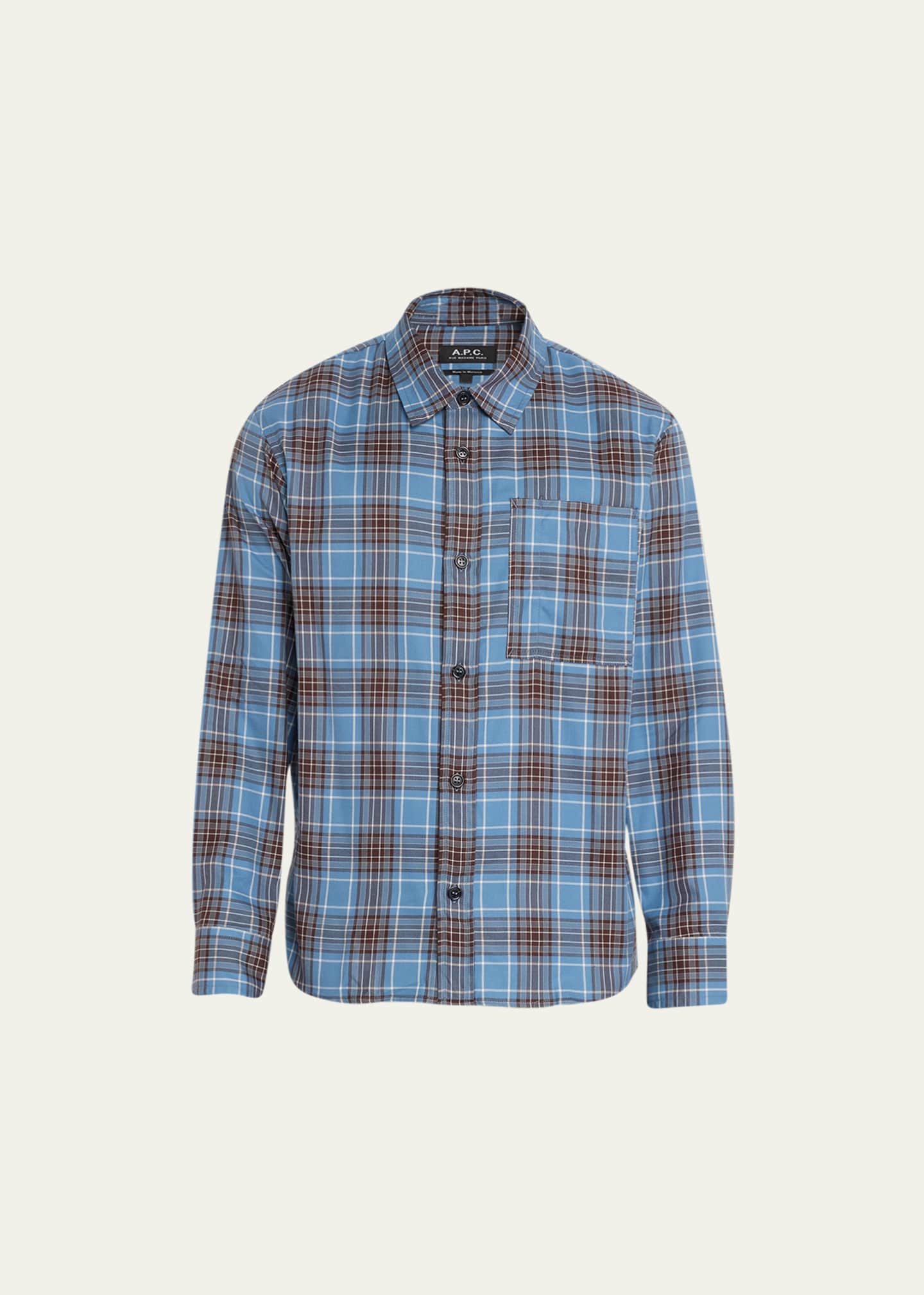 A.P.C. Men's Plaid Flannel Sport Shirt - Bergdorf Goodman