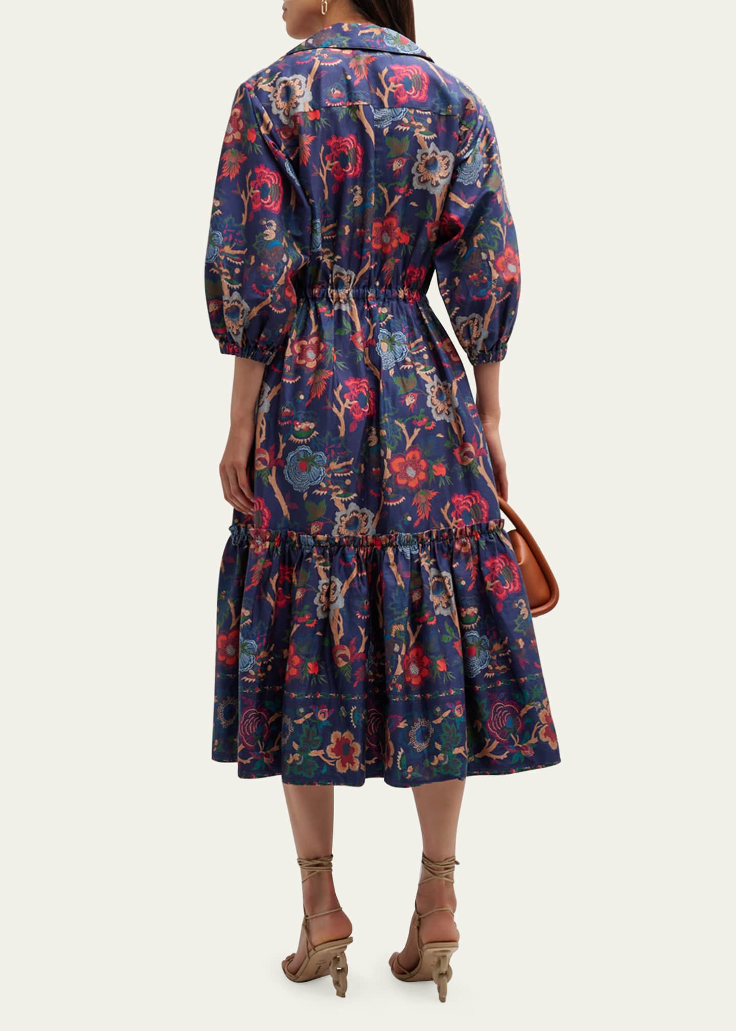 Cara Cara Hutton Floral Poplin Collared Midi Dress - Bergdorf Goodman