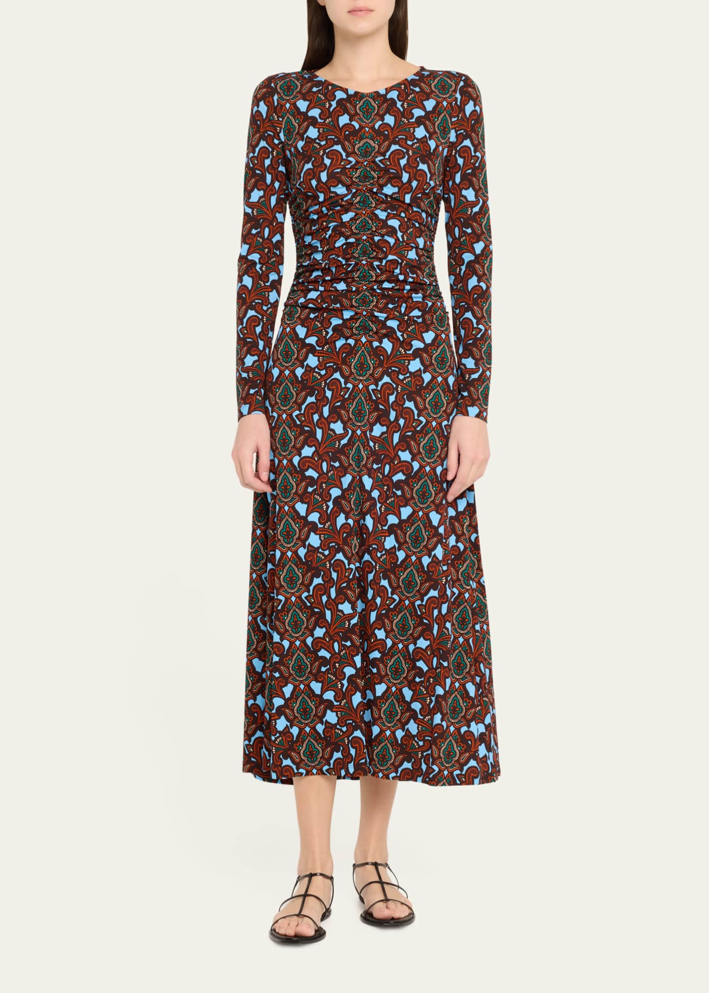 Cara Cara Maisy Long-Sleeve Floral Ruched Midi Dress Image 2 of 5
