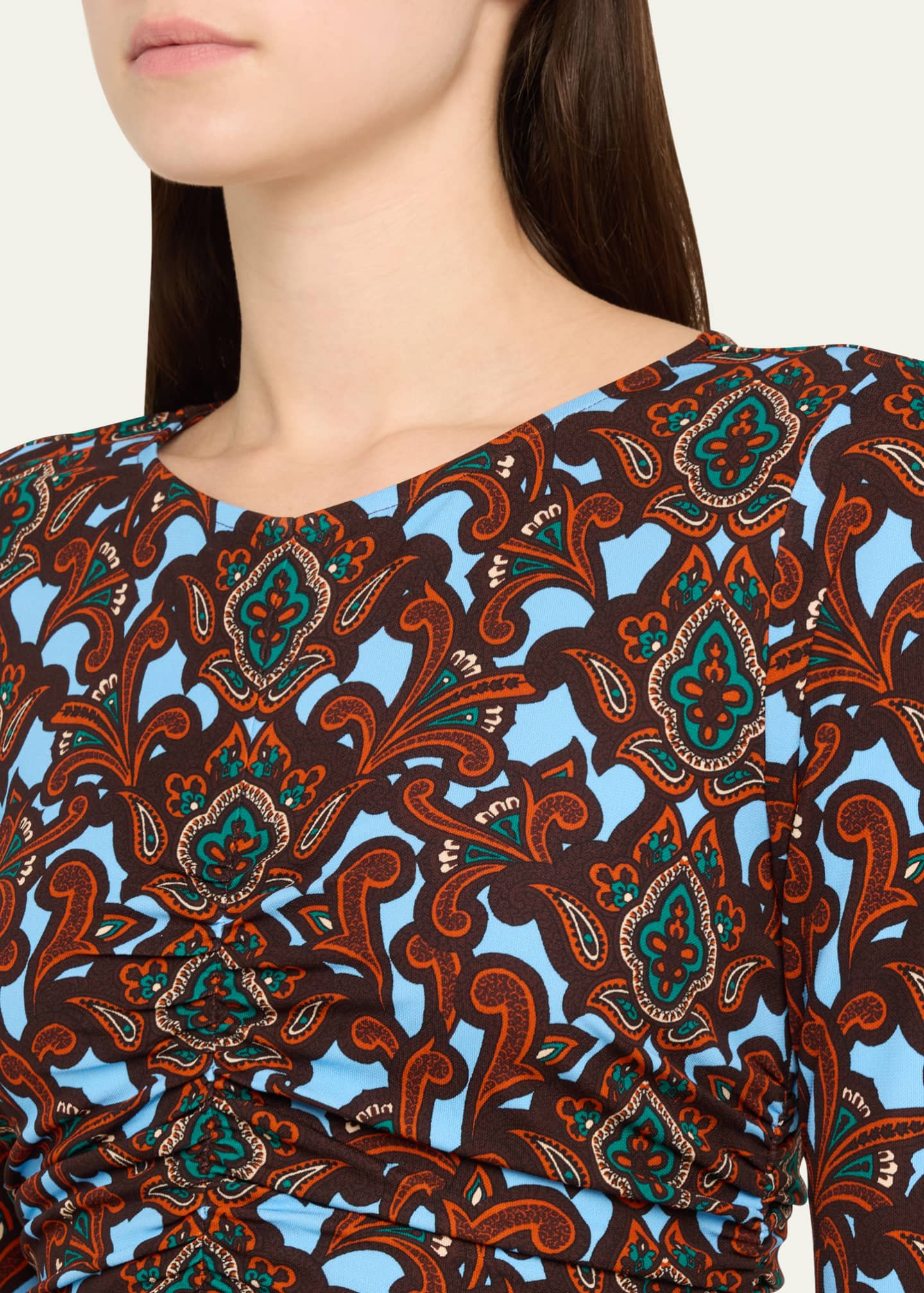 Cara Cara Maisy Long-Sleeve Floral Ruched Midi Dress Image 5 of 5