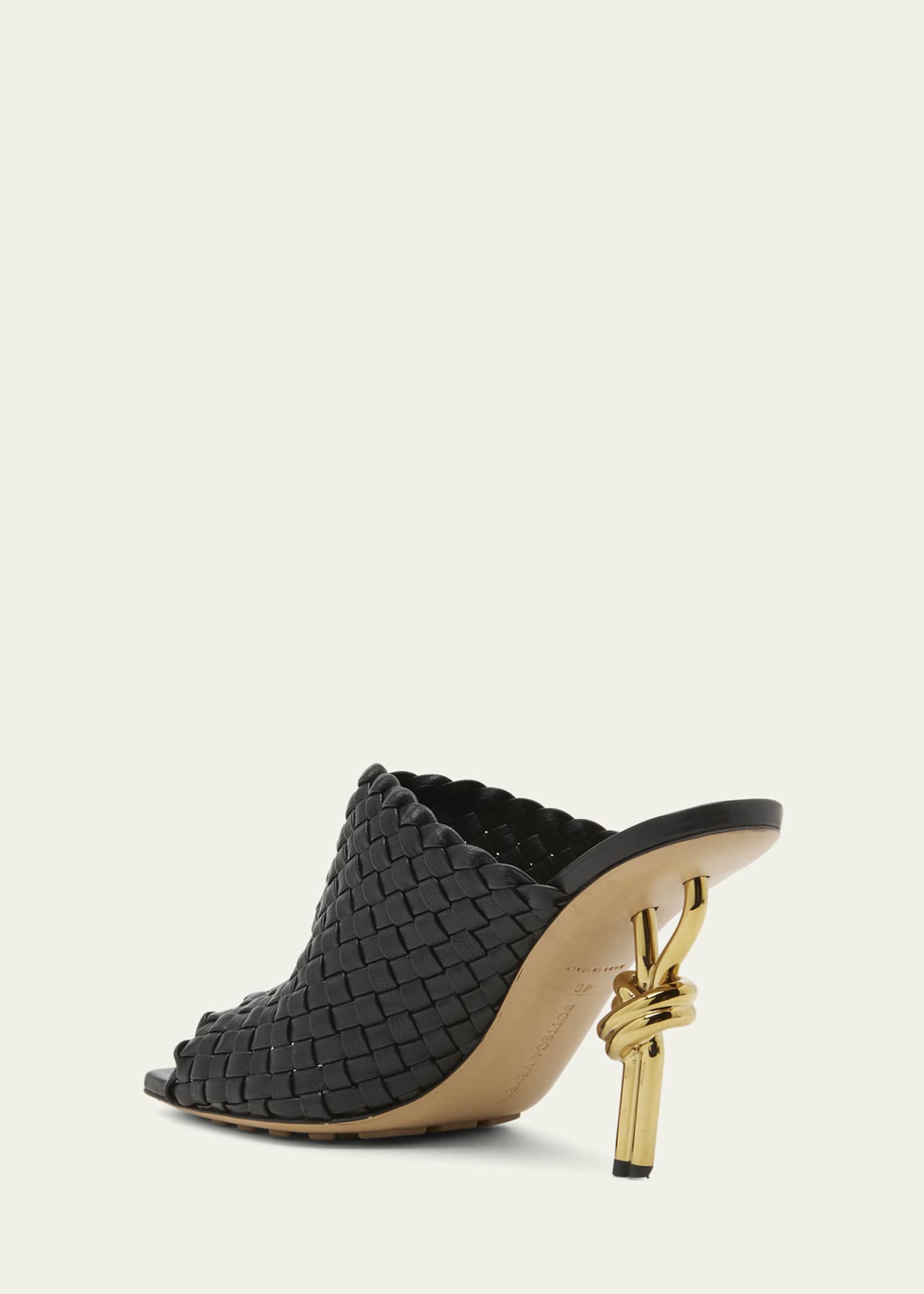 Bottega Veneta 90mm Mini Weave Nappa Leather Knot Mule Sandals Image 4 of 5