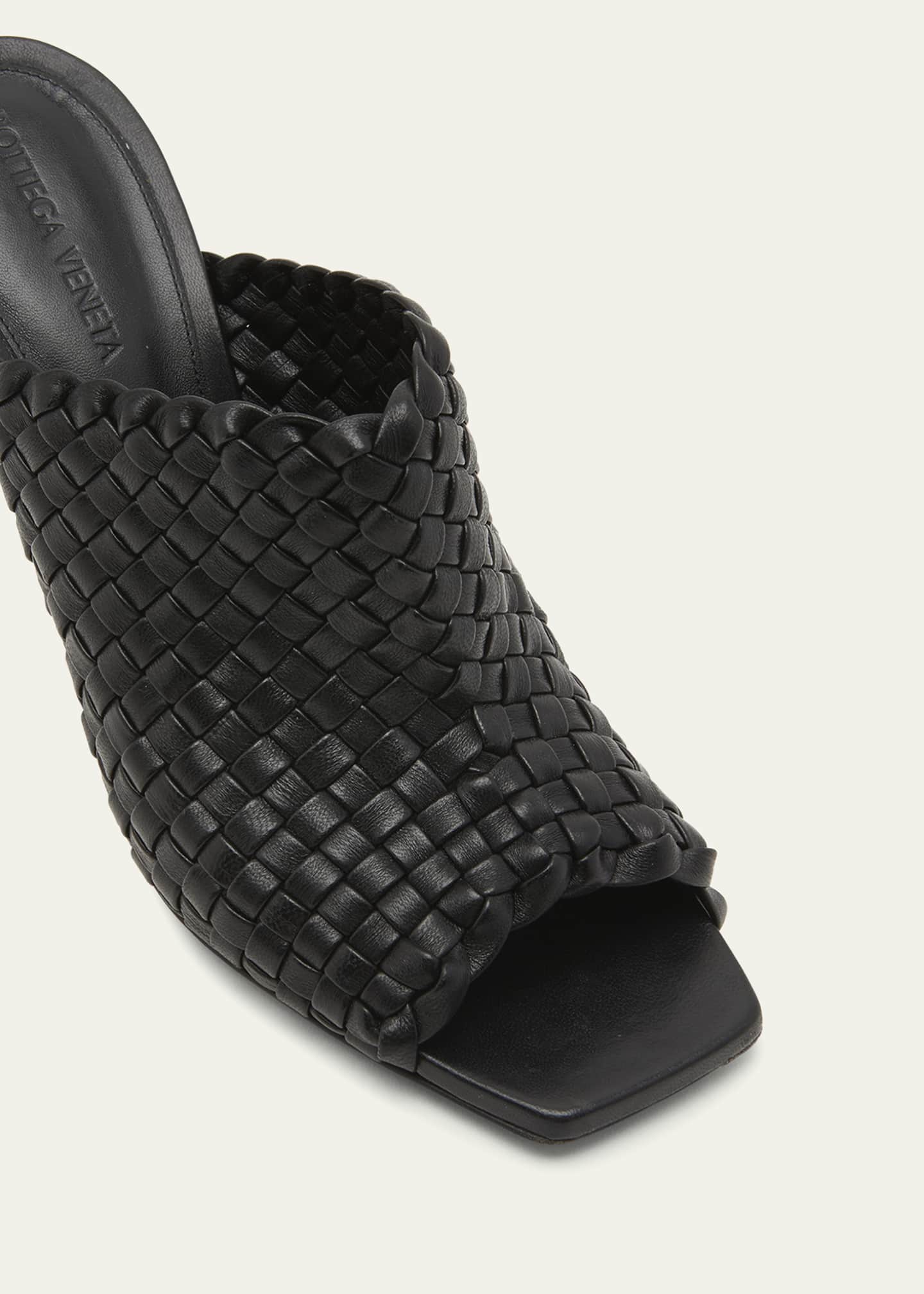 Bottega Veneta 90mm Mini Weave Nappa Leather Knot Mule Sandals