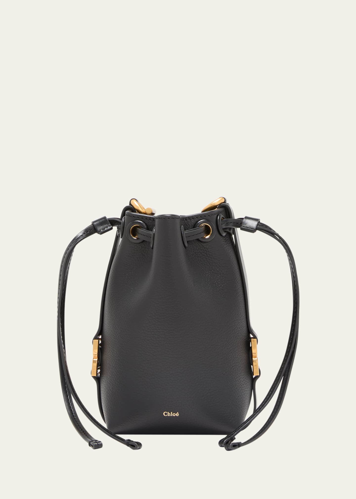 Chloe Marcie Micro Bucket Bag in Leather with Chain Strap