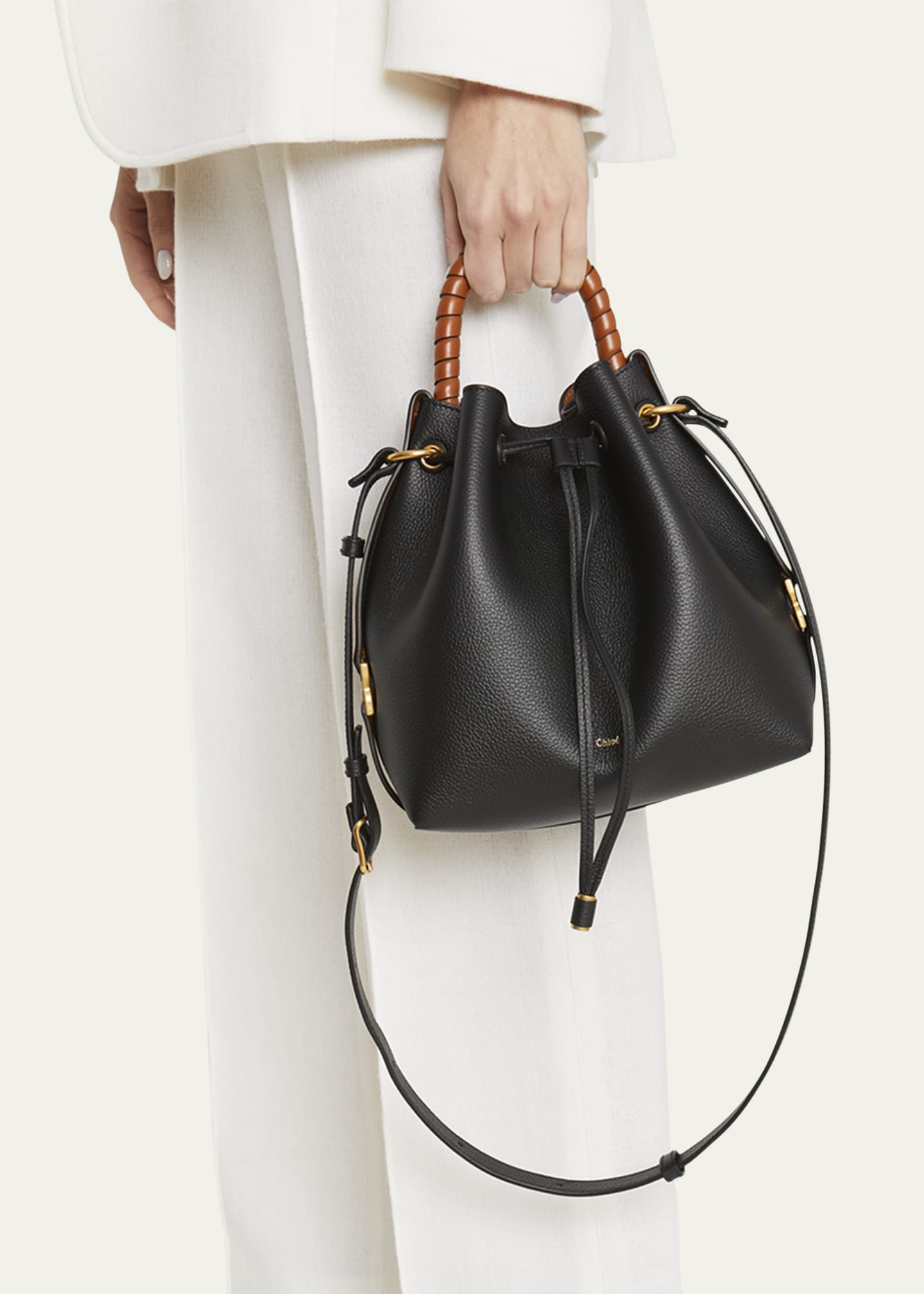 Chloe Marcie Bucket Bag in Grained Leather - Bergdorf Goodman