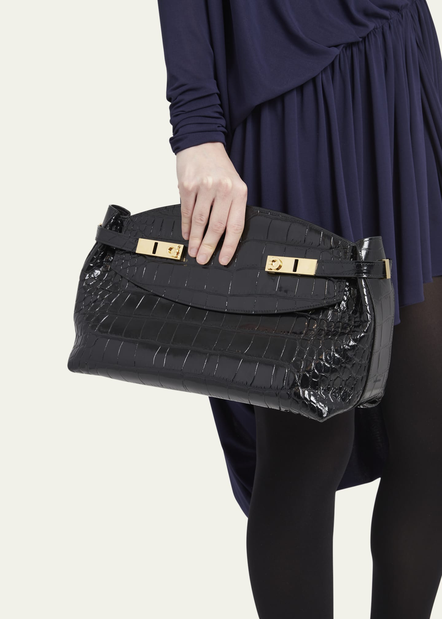 Ferragamo Hug Large Gancini Pouch Croc Embossed Crossbody Bag Bergdorf Goodman