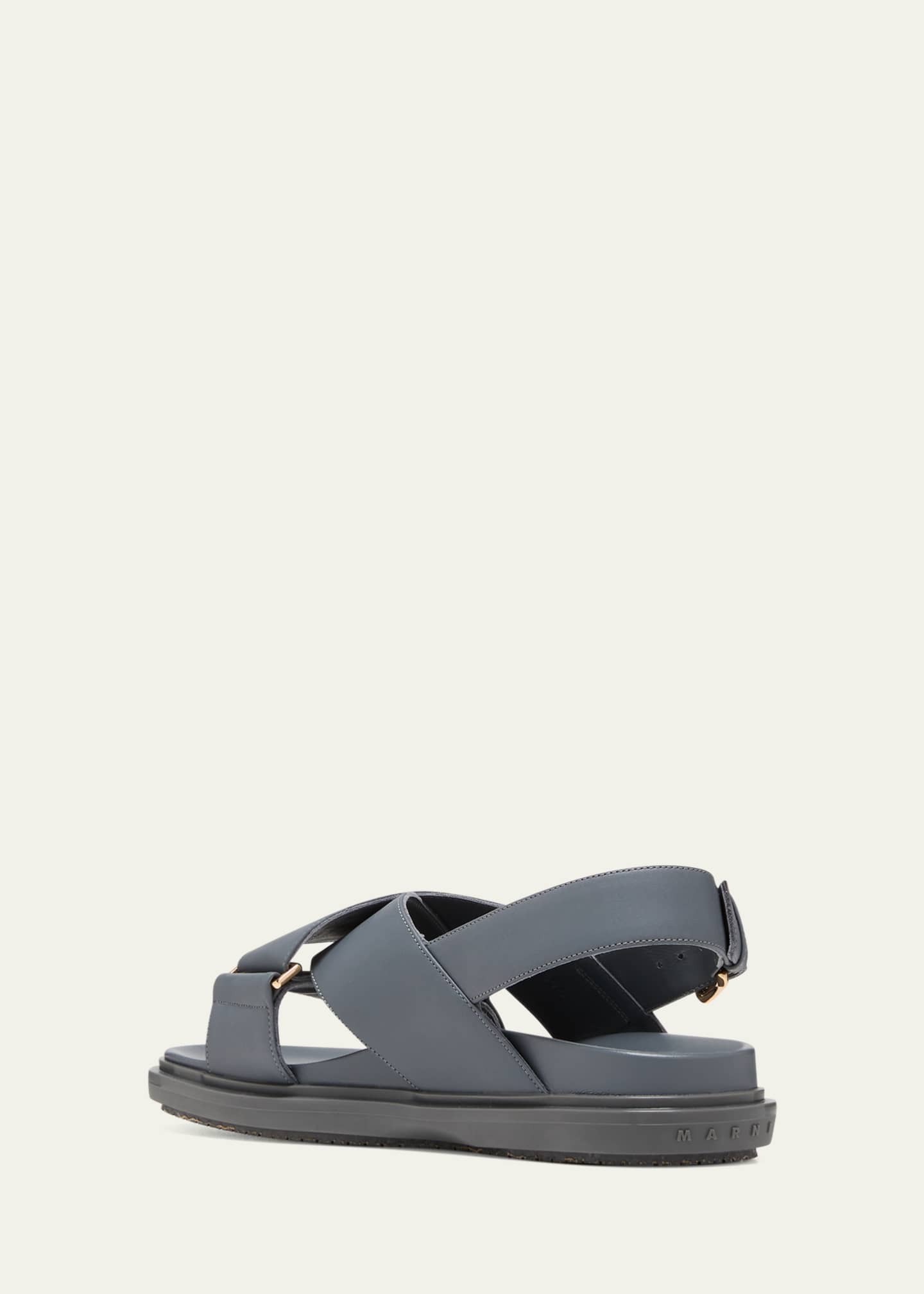 Marni Fussbet Leather Crisscross Sandals - Bergdorf Goodman