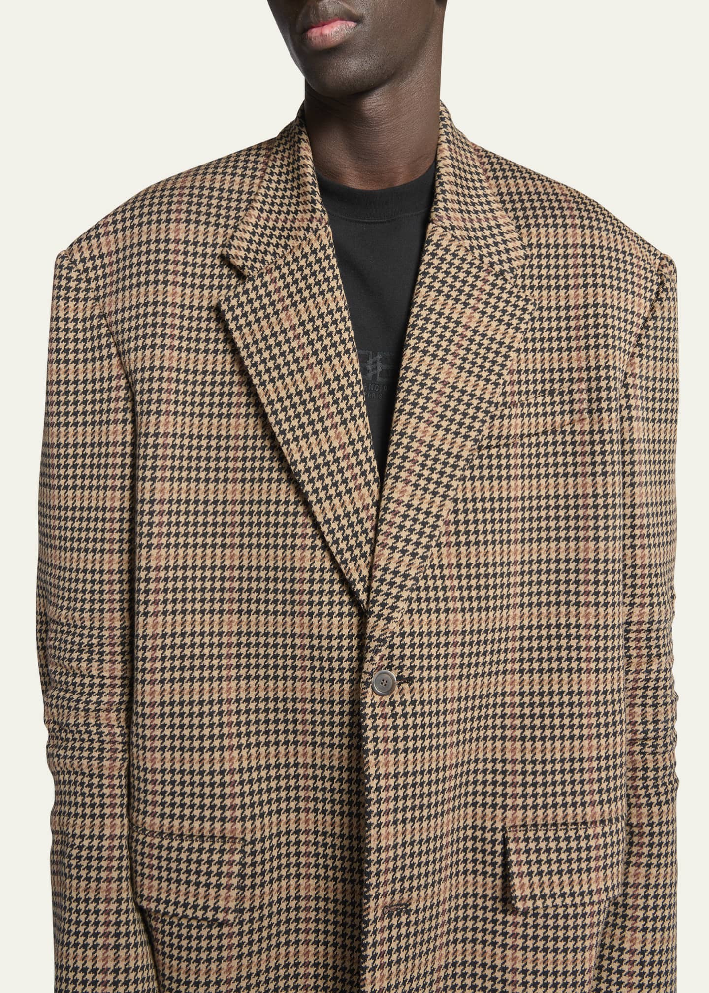 Balenciaga Men's Reversible Houndstooth Trench Coat