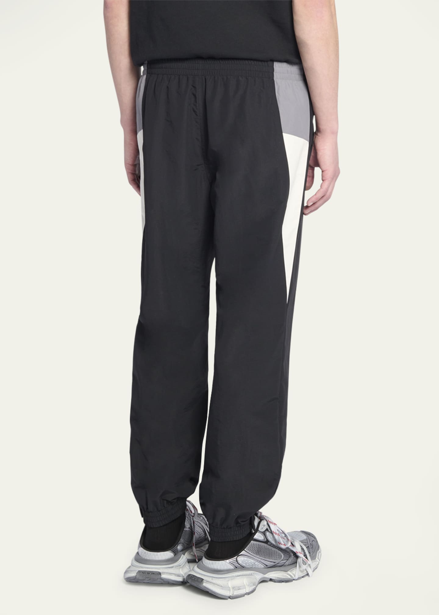 Nylon Contrast Stitch Track Pants - Black