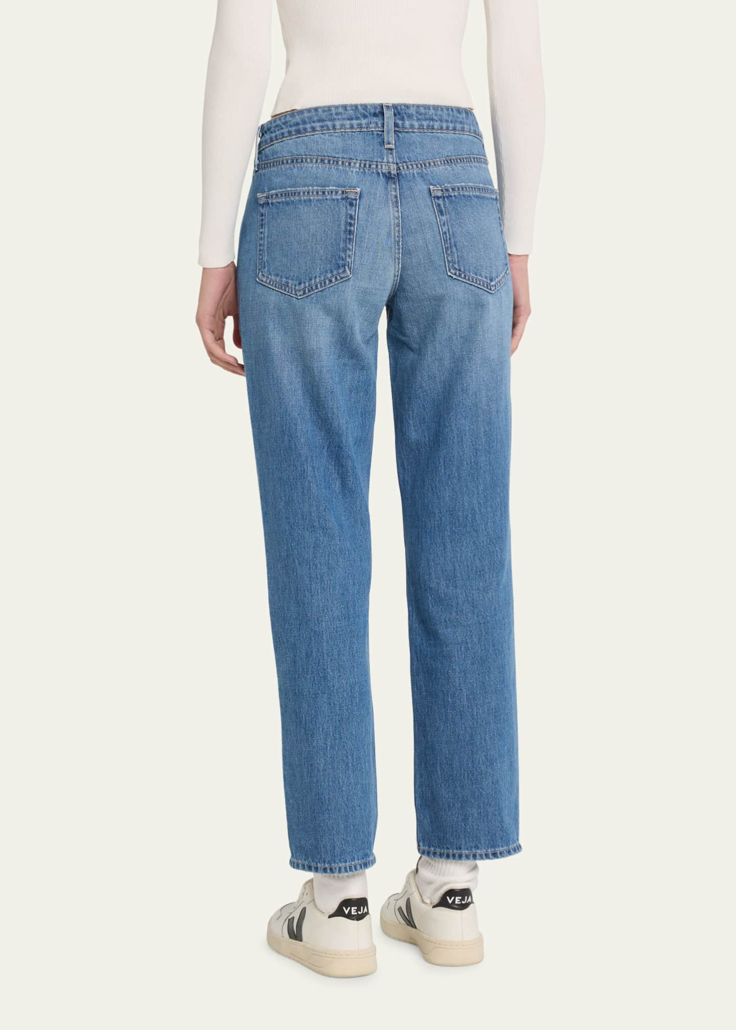 L'Agence Nevia Low-Rise Distressed Straight Jeans - Bergdorf Goodman