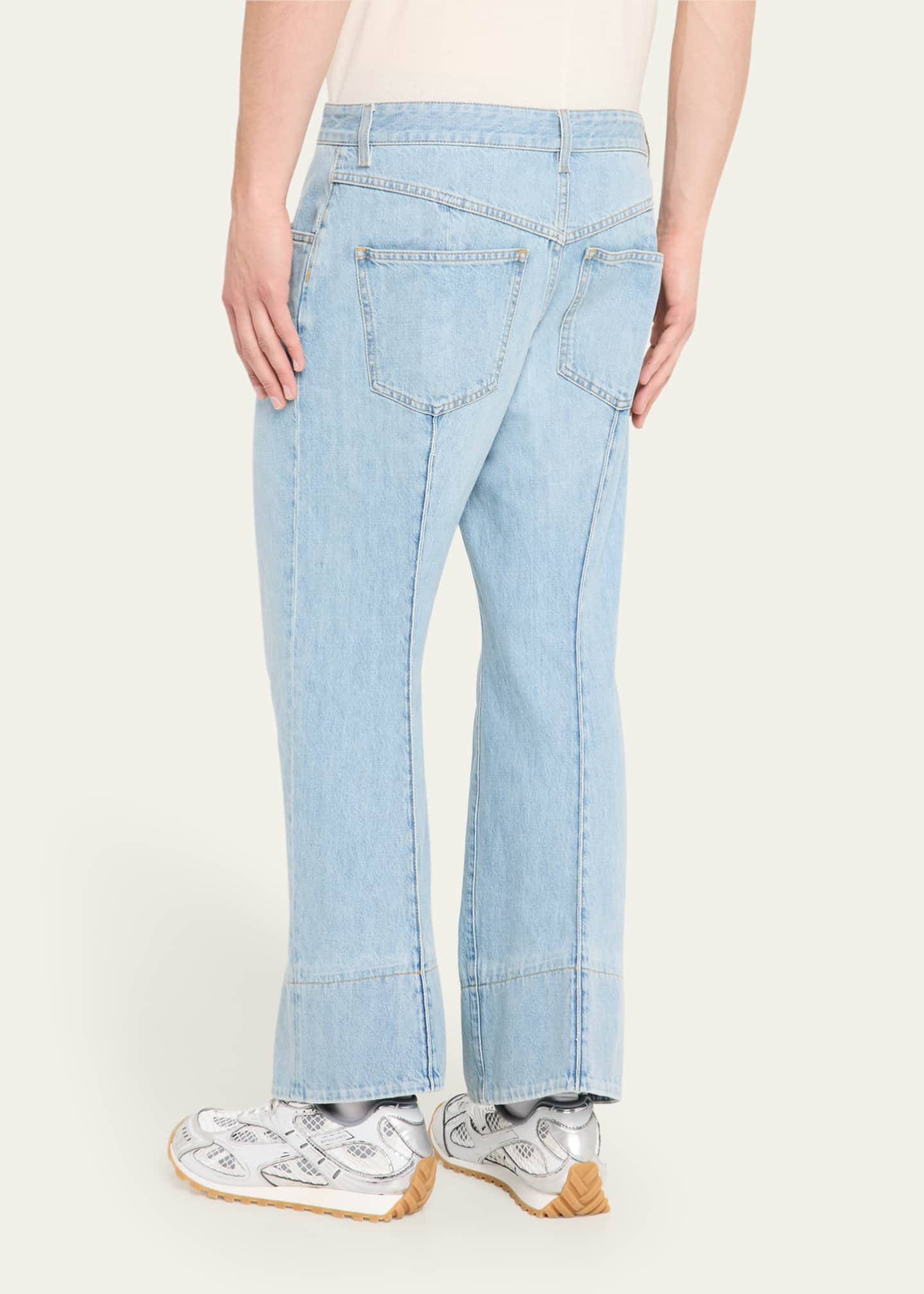 Bottega Veneta Men's Curved Shape Bleached Denim Jeans Image 3 of 5
