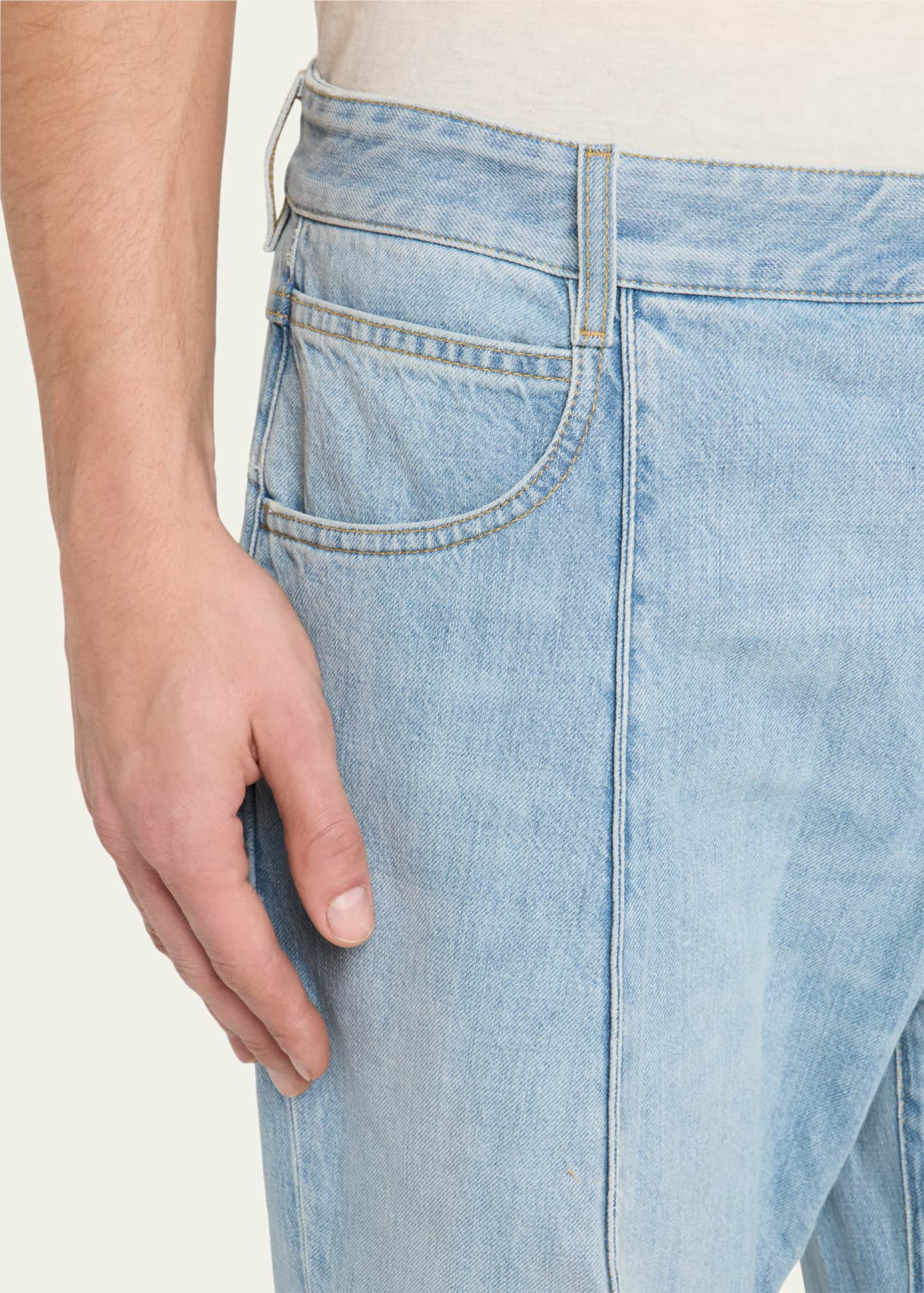 Bottega Veneta Men's Curved Shape Bleached Denim Jeans Image 5 of 5