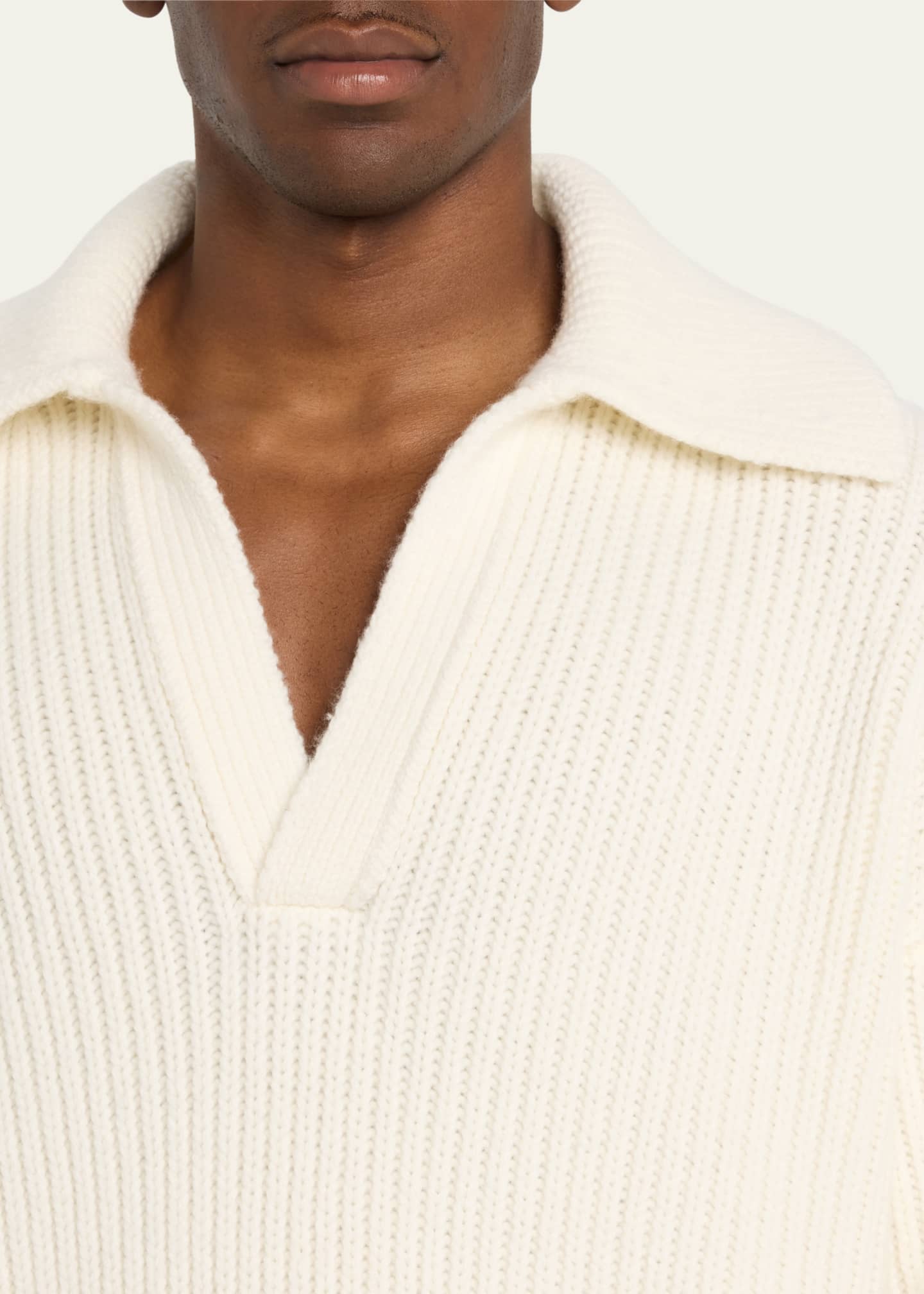 Bottega Veneta Men's Ribbed V Sailor-Collar Sweater Image 5 of 5