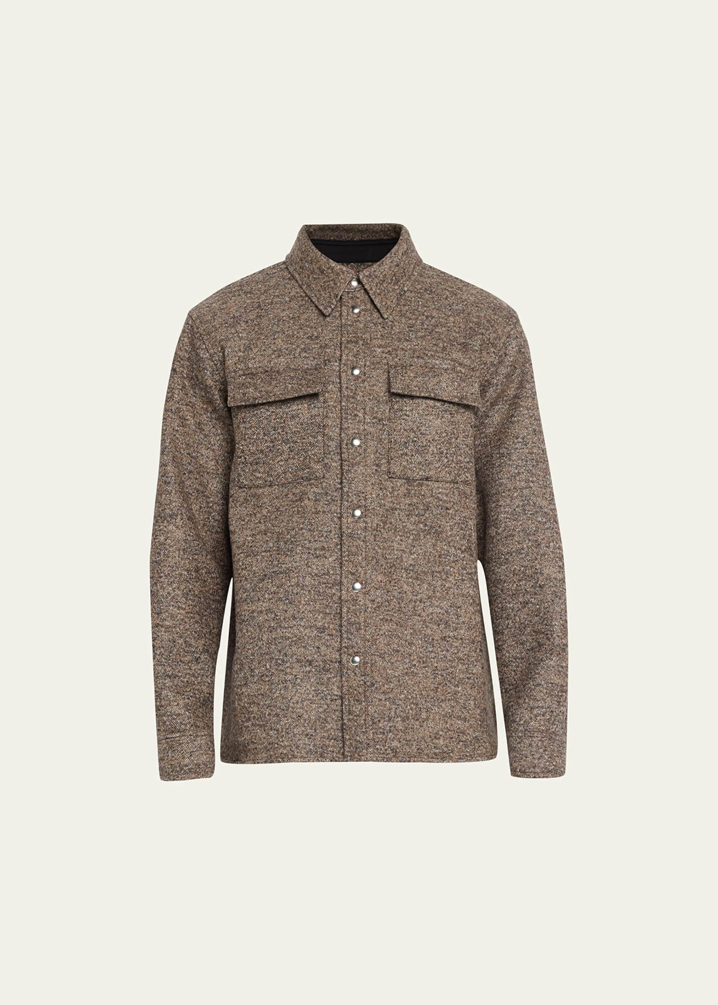 Bottega Veneta Men's Melange Felted Wool-Silk Overshirt