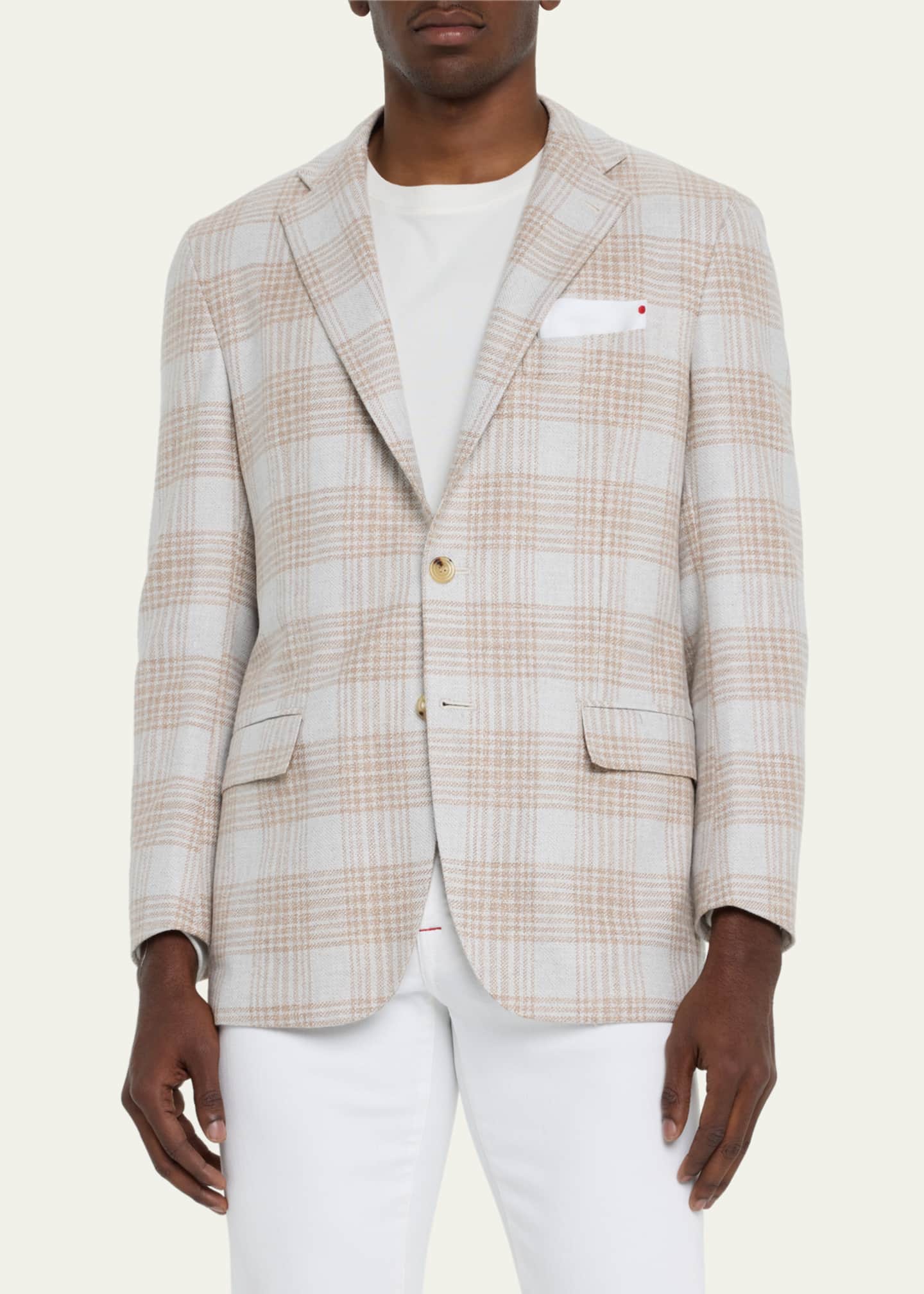 Kiton Men's Cashmere Plaid Sport Jacket Image 4 of 5